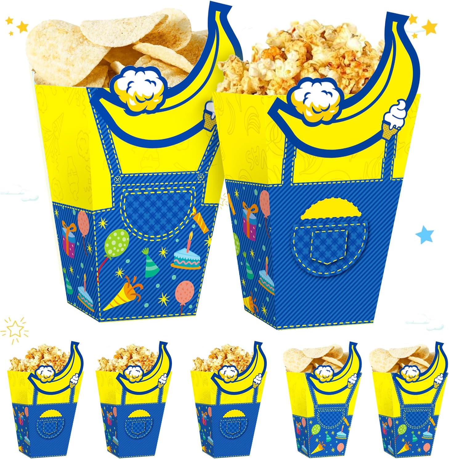 Cartoon Yellow Popcorn Boxes 16pcs for Birthday Parties