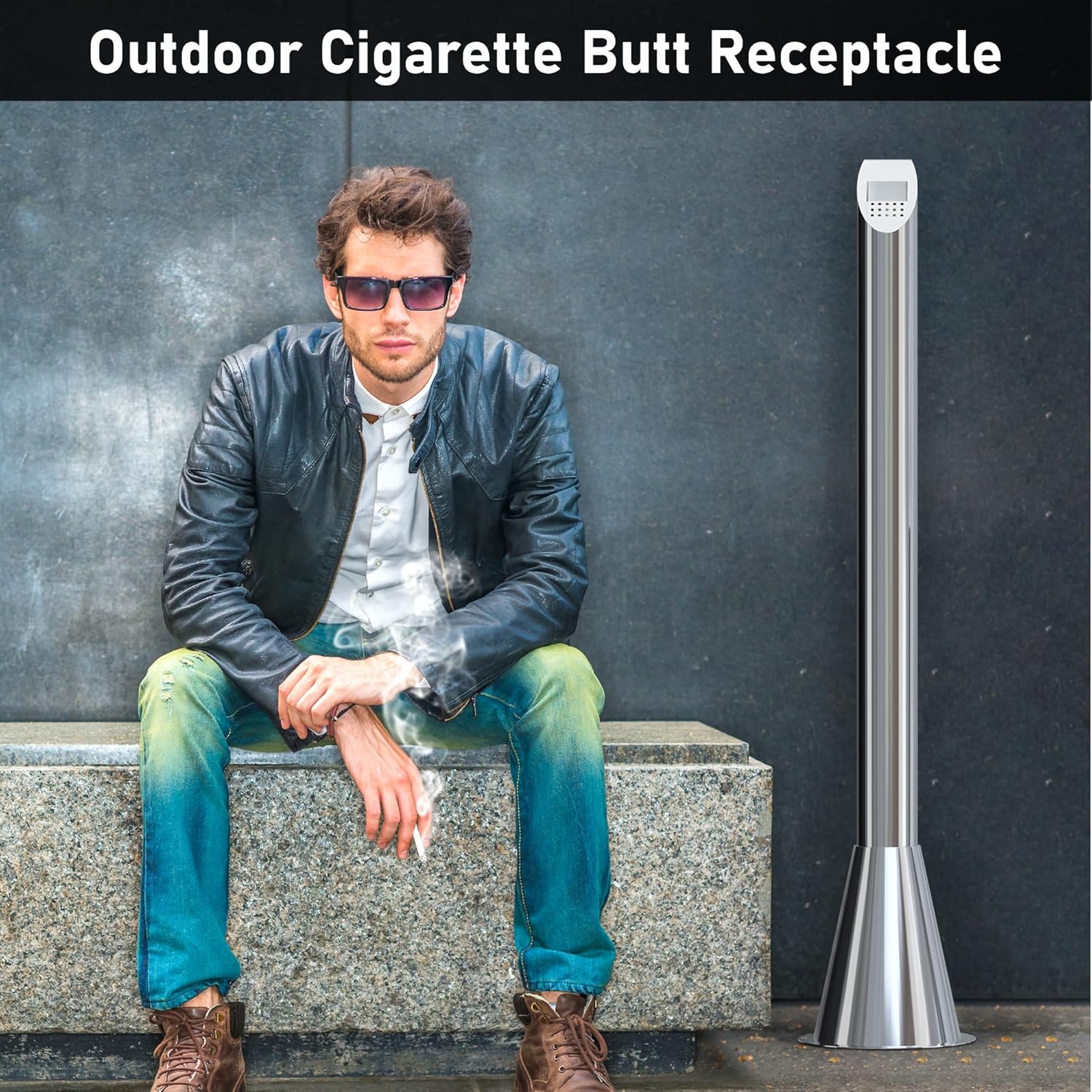 AIWFL Stainless Steel Lockable Trash Can for Outdoor Use