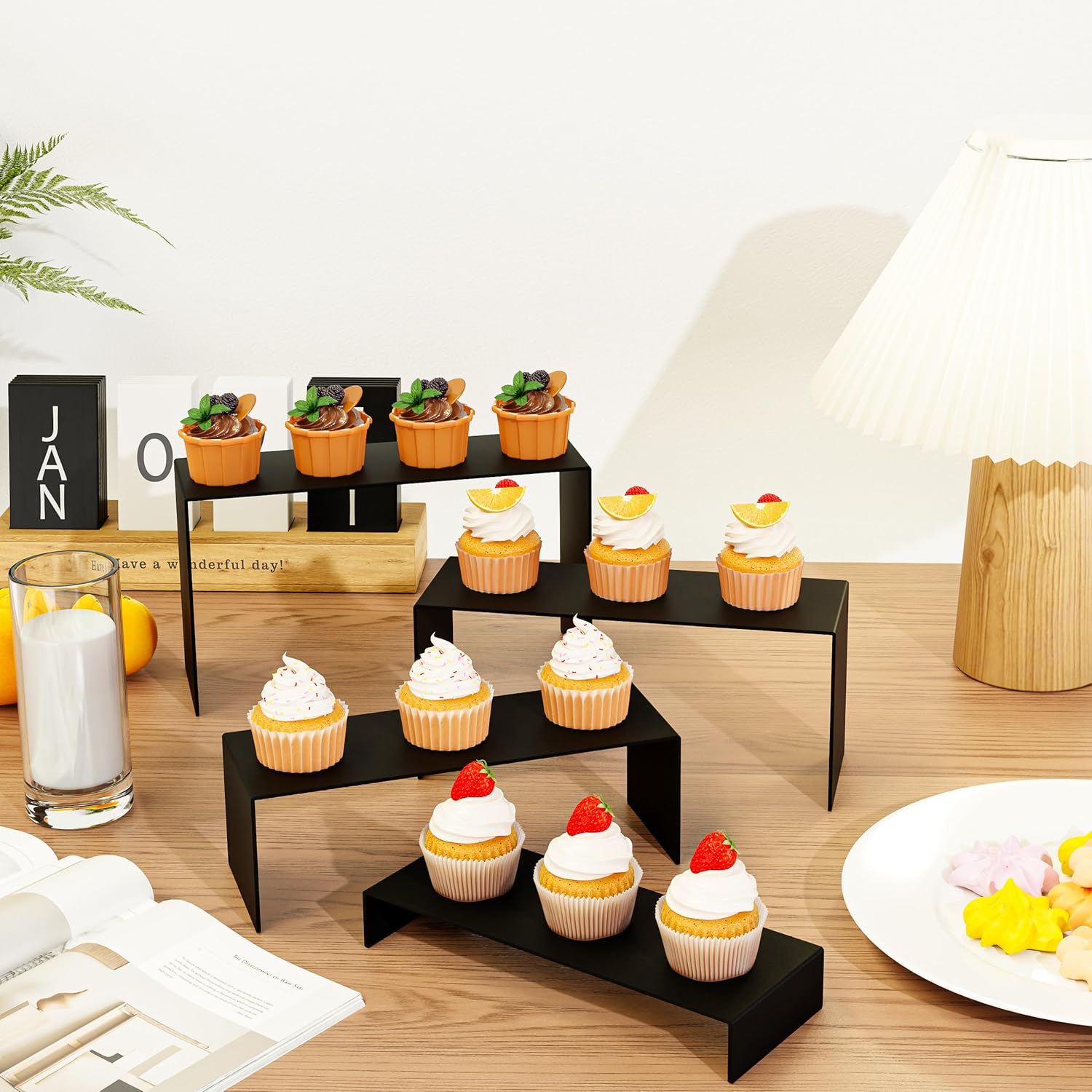 Black Matte Metal Display Stand 8 Pcs 2 Sets