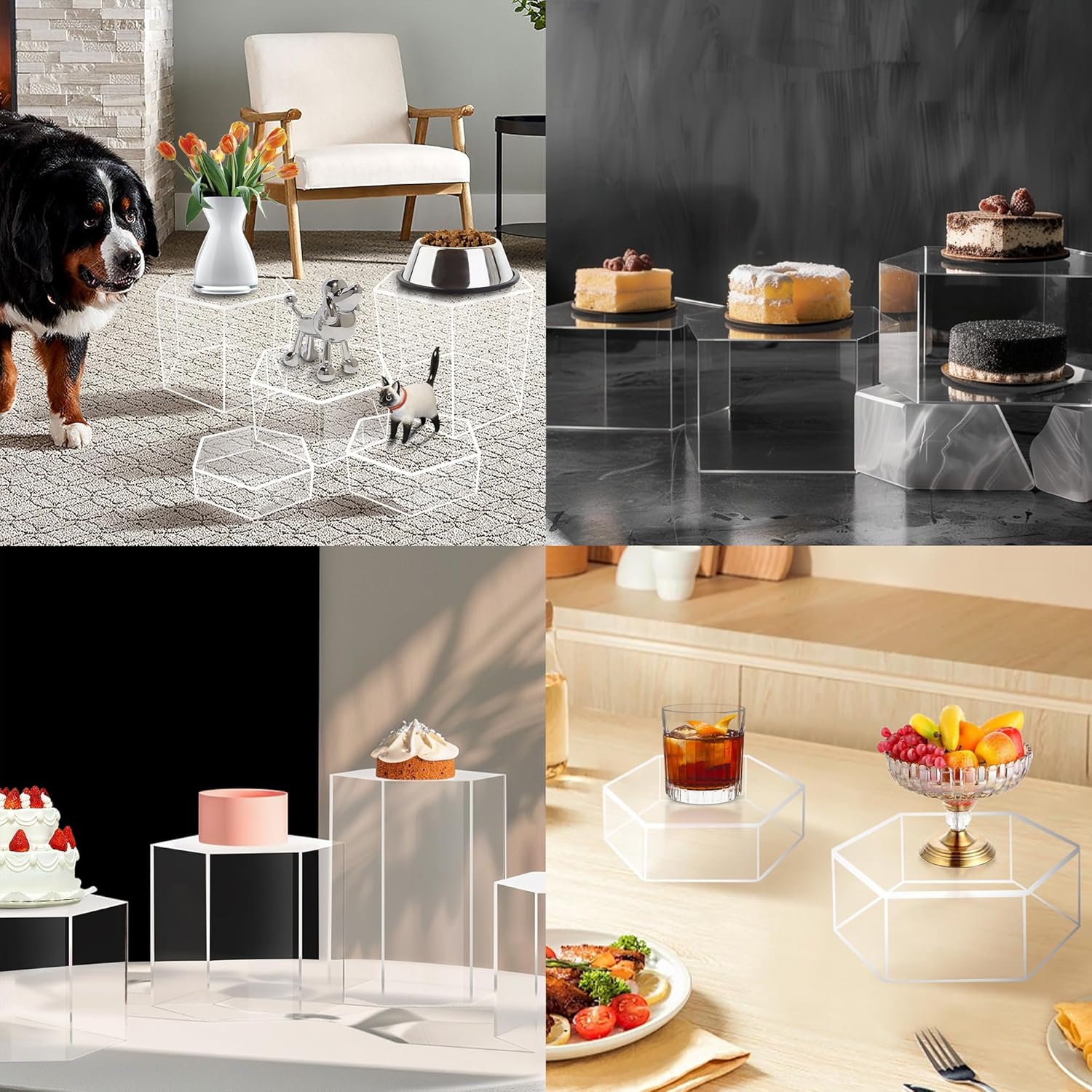 6 Pcs Acrylic Display Riser Set with Clear Base