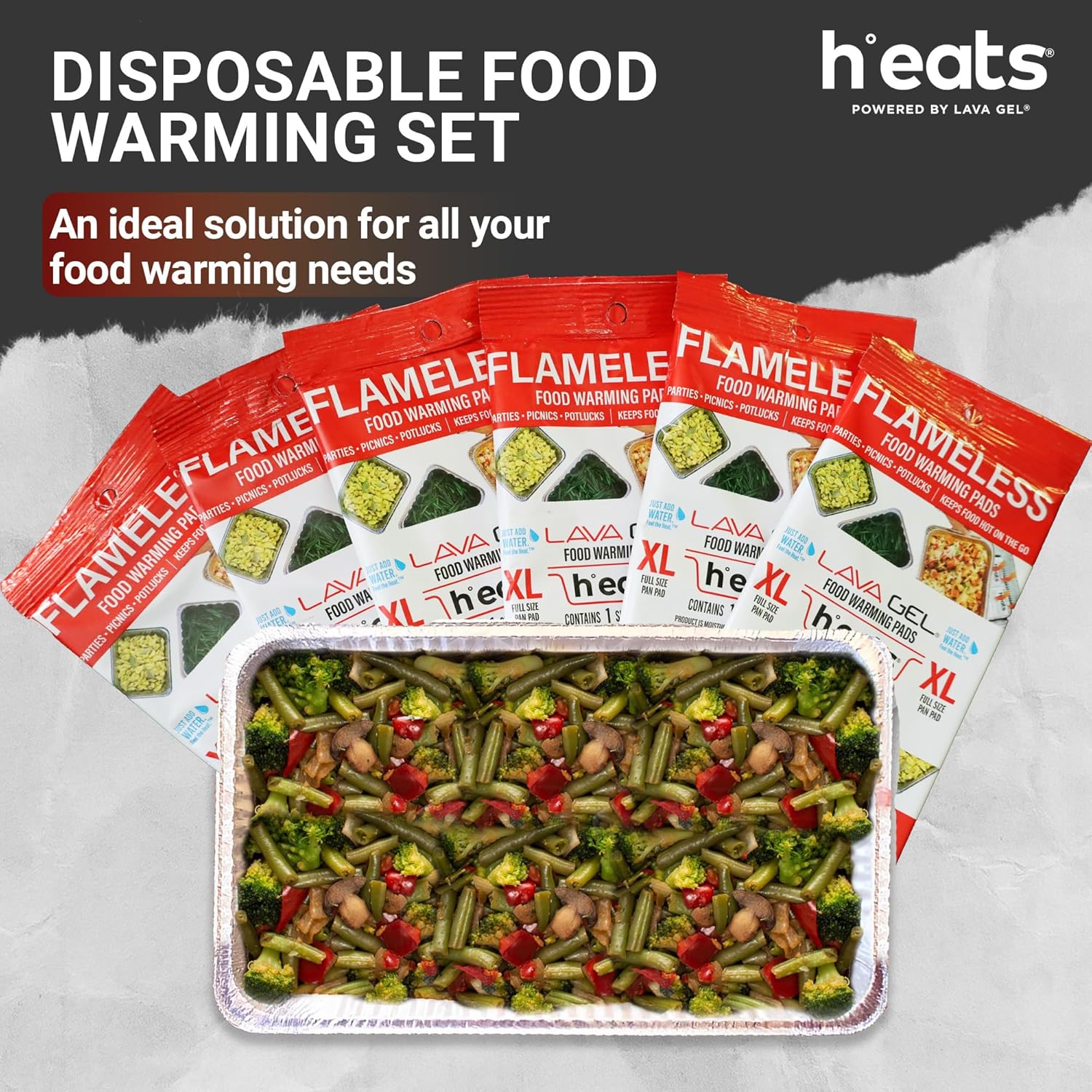 Flameless Food Warming Pads 6 Pack - Safe and Reusable Buffet Warmers