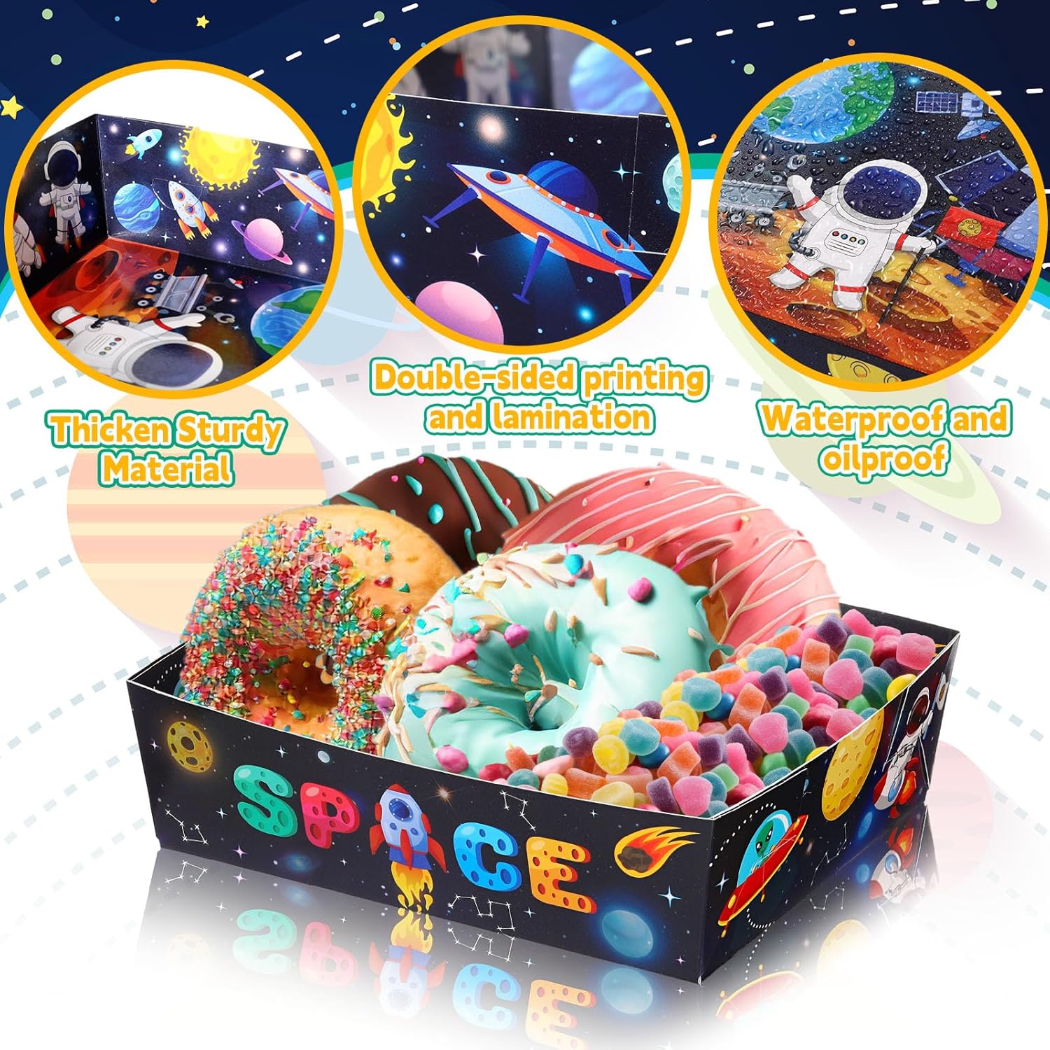 36 Pack Space Themed Food Trays for Kids and Parties