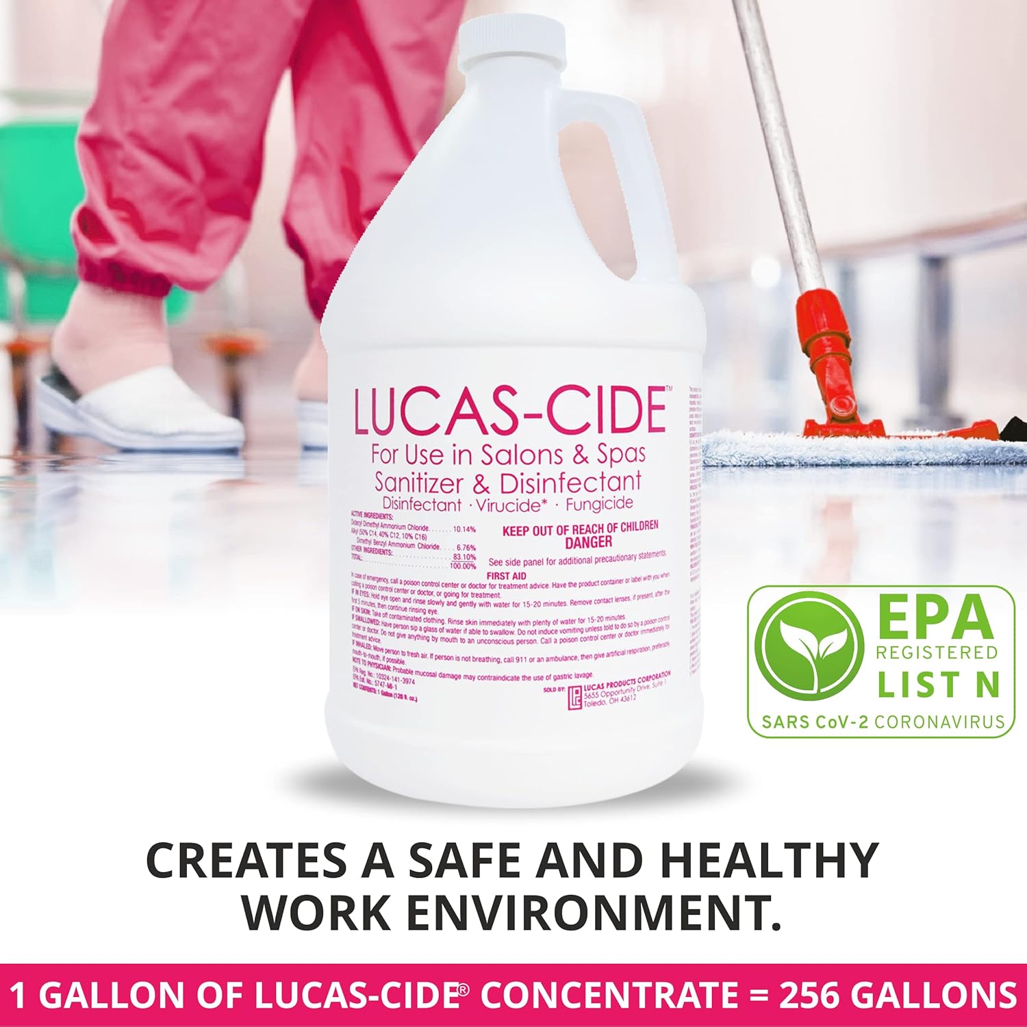 LUCAS-CIDE Pink Disinfectant 1 Gallon Hospital Grade
