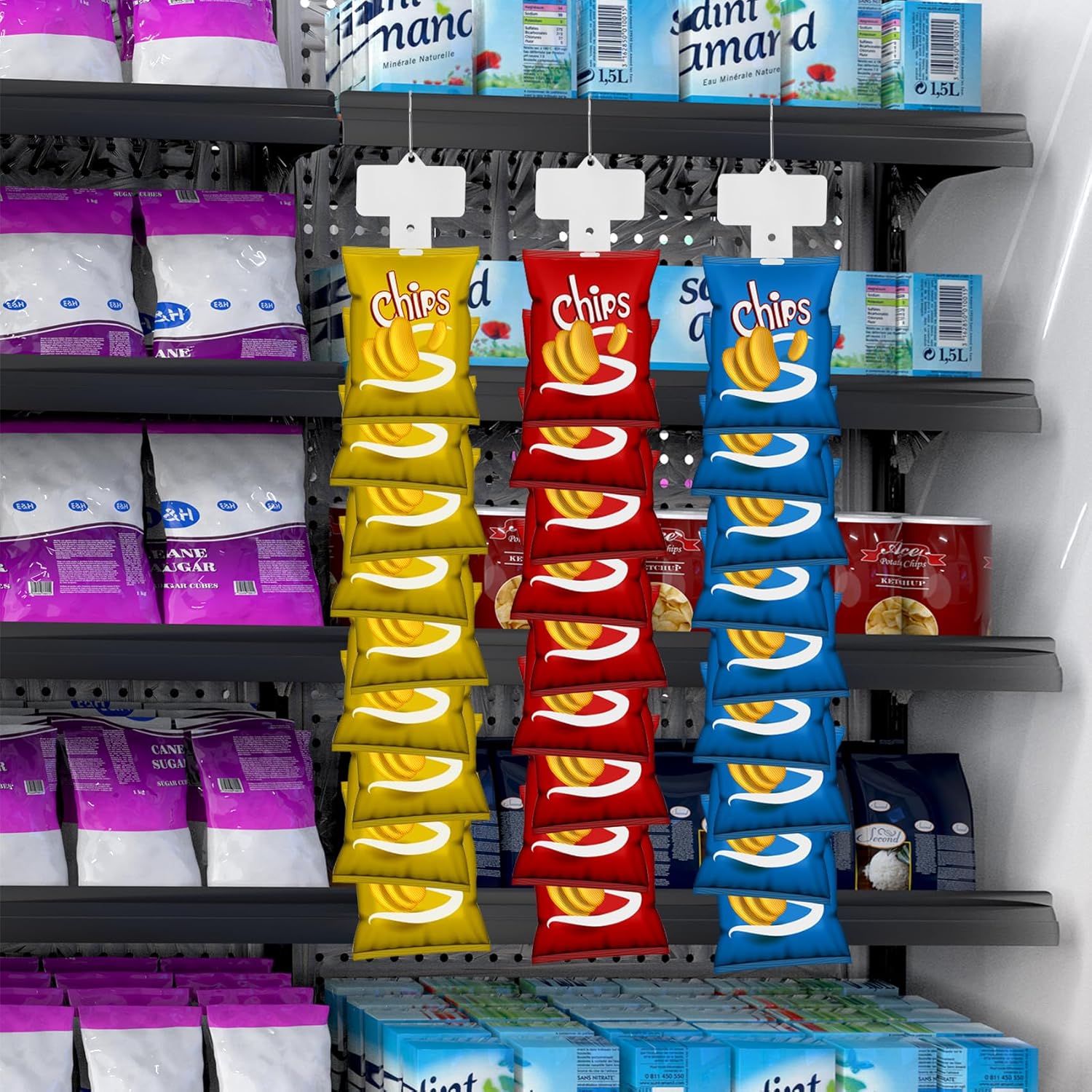 12 Pack Station Hanging Merchandise Strips with S Hooks