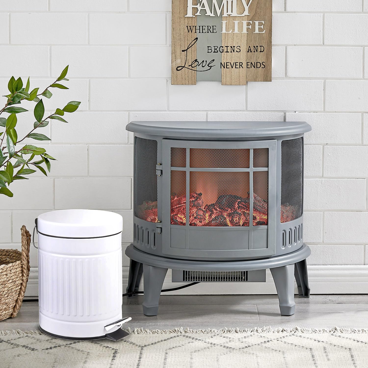 5L Round Step Trash Can with LidMini Metal Wastebasket for Home Office Car