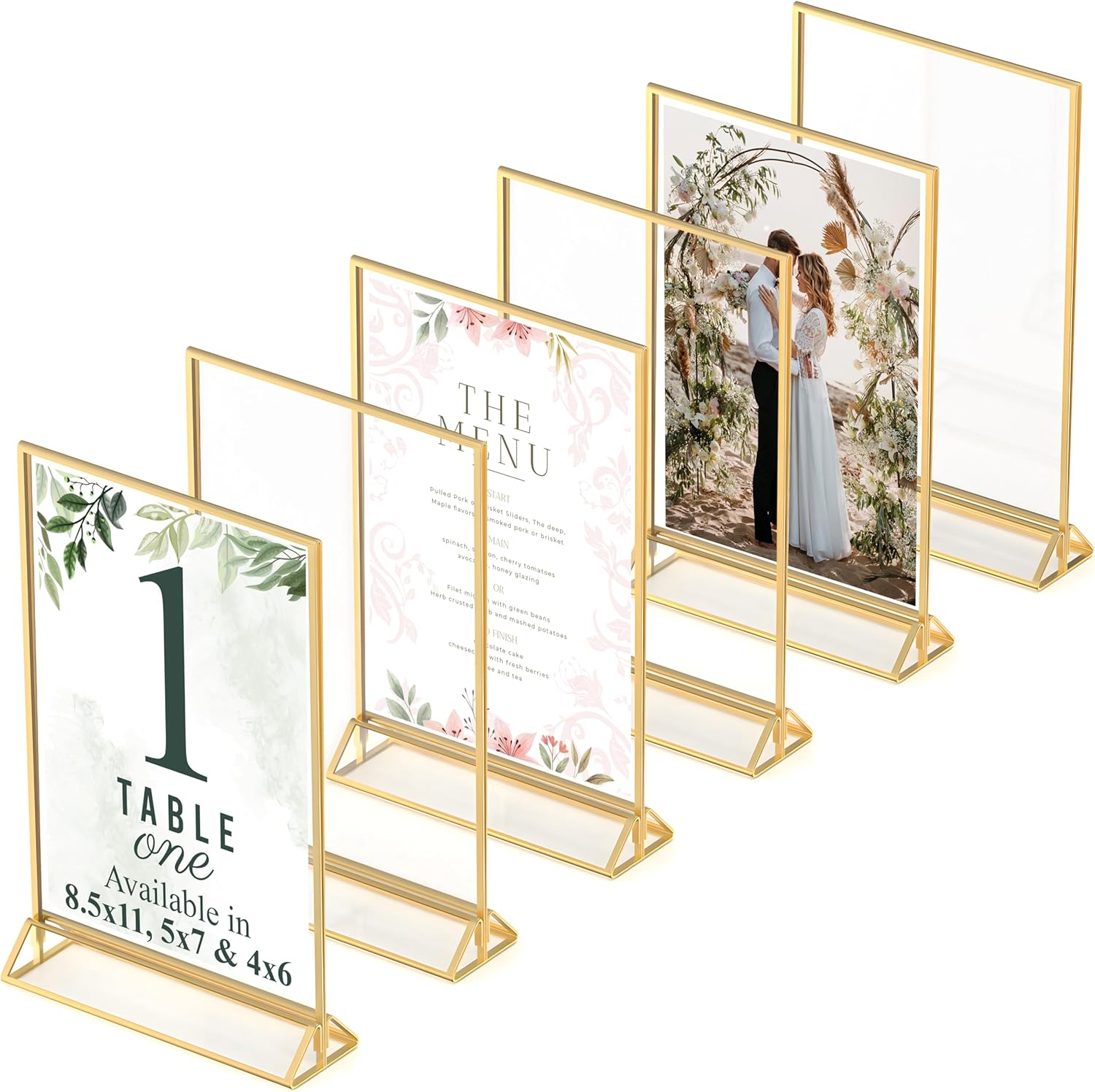 Gold Picture Frames Double-Sided 6-Pack 85x11 Acrylic Table Number Holders