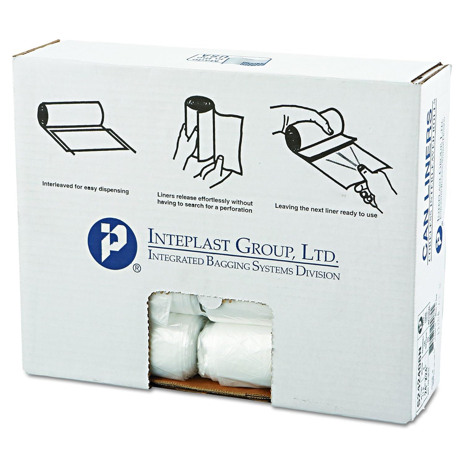Inteplast Group Can Liners 10 Gal 24 x 24 Natural 50 BagsRoll 20 RollsCarton