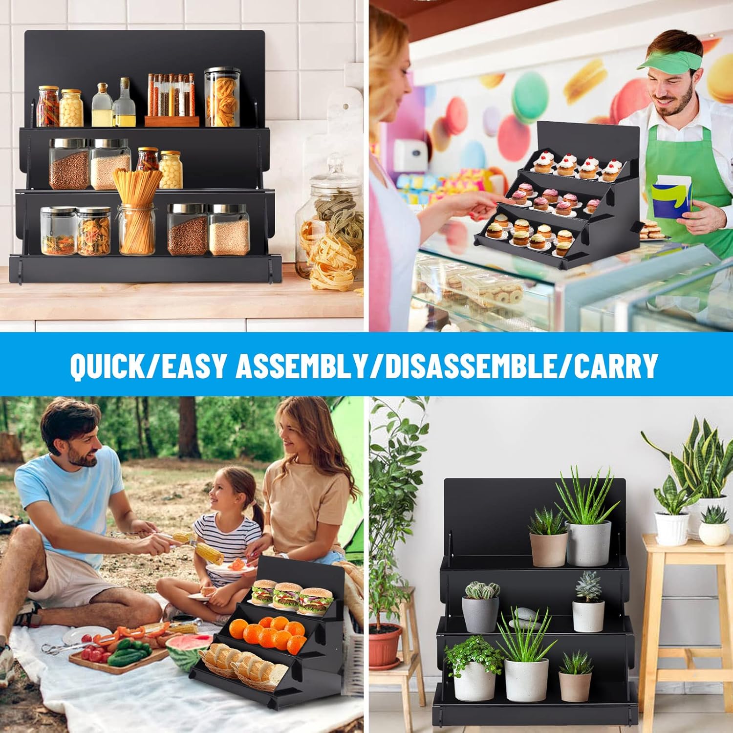 1855 x 16 x 15 Portable Display Stand - Black