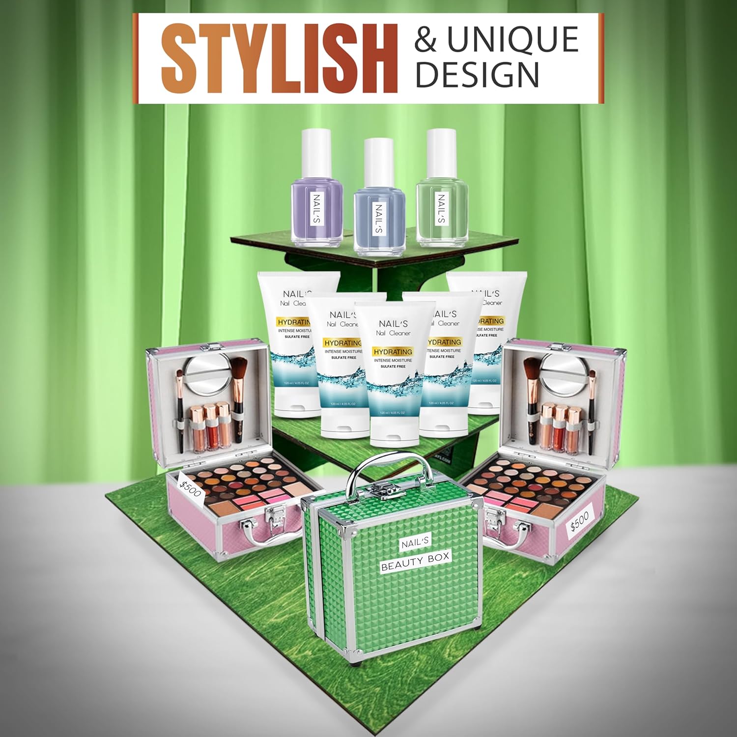 3-Tier Corner Display Stand with Shelves for Products