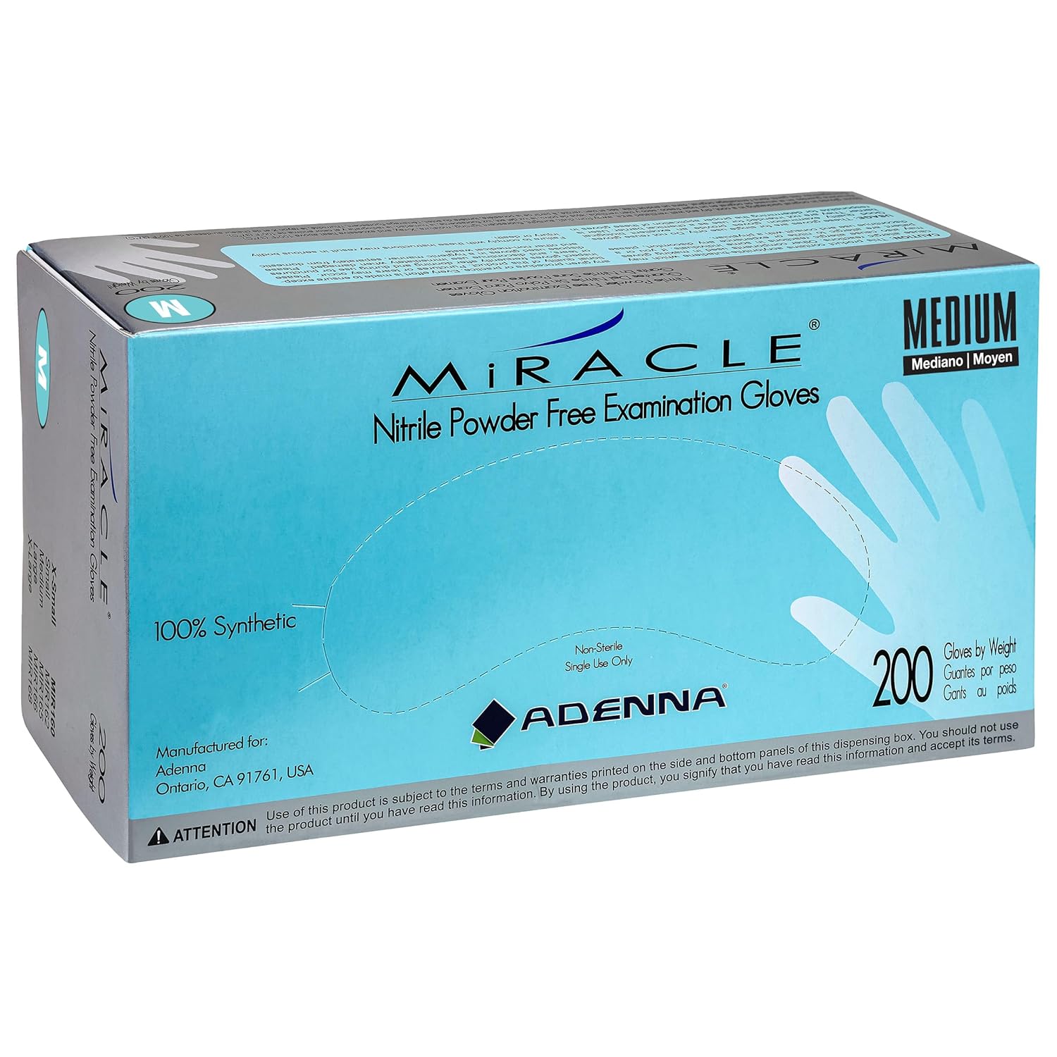 Adenna Miracle 4 Mil Powder-Free Nitrile Exam Gloves