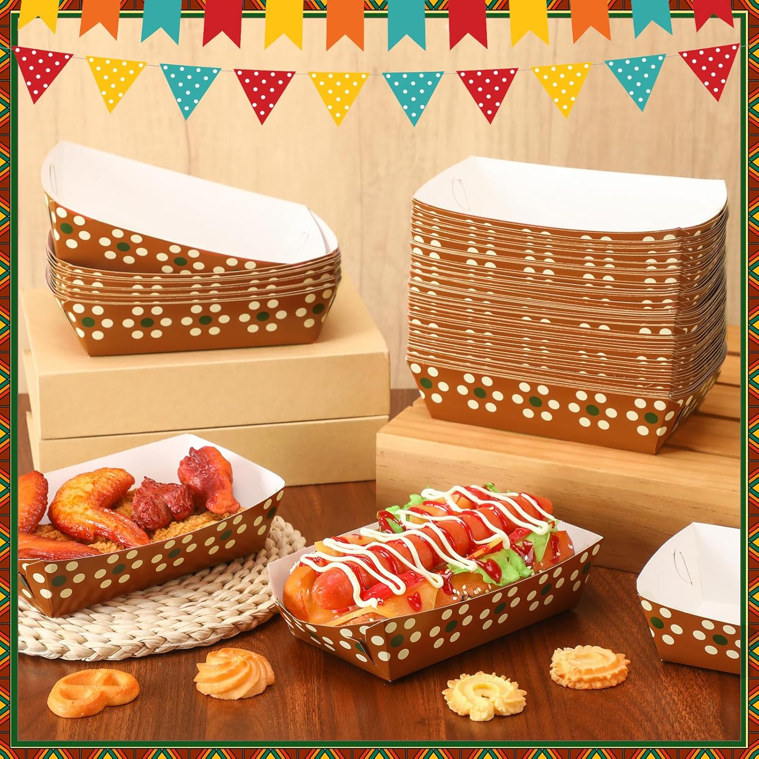 Zhehao 100 Pcs Mexican Snack Trays for Cinco de Mayo Party