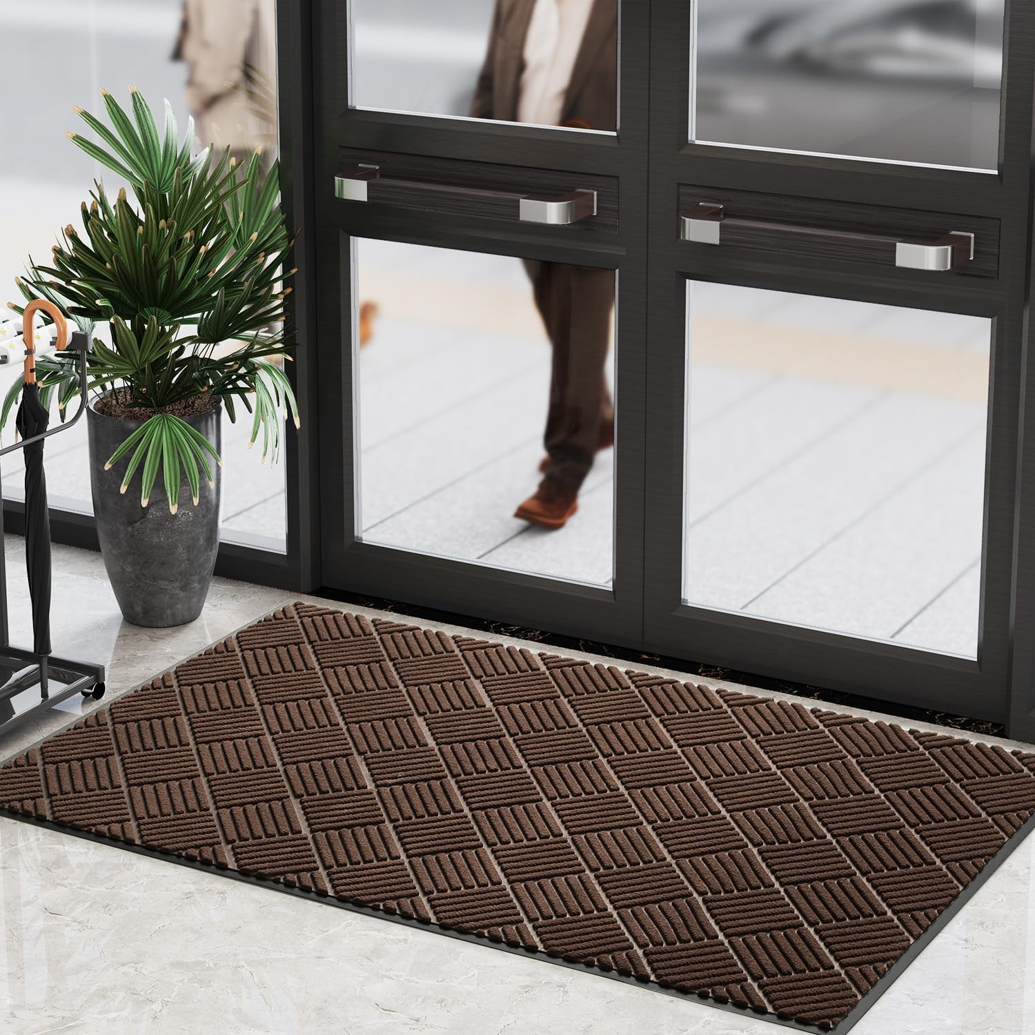 COCOER Heavy Duty Entryway Floor Mat 3 X 5 Brown