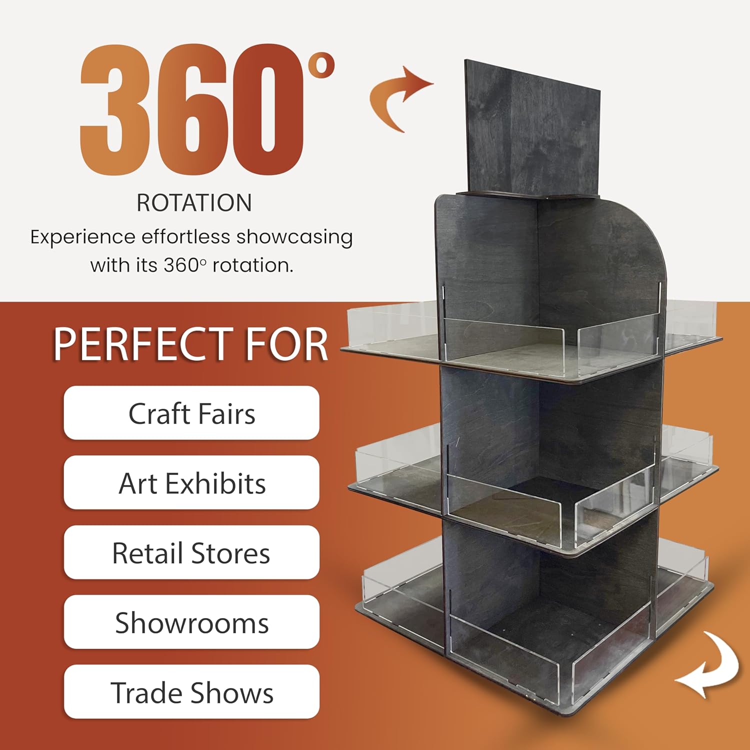 Versatile 4-Sided Rotating Display Stand - Black