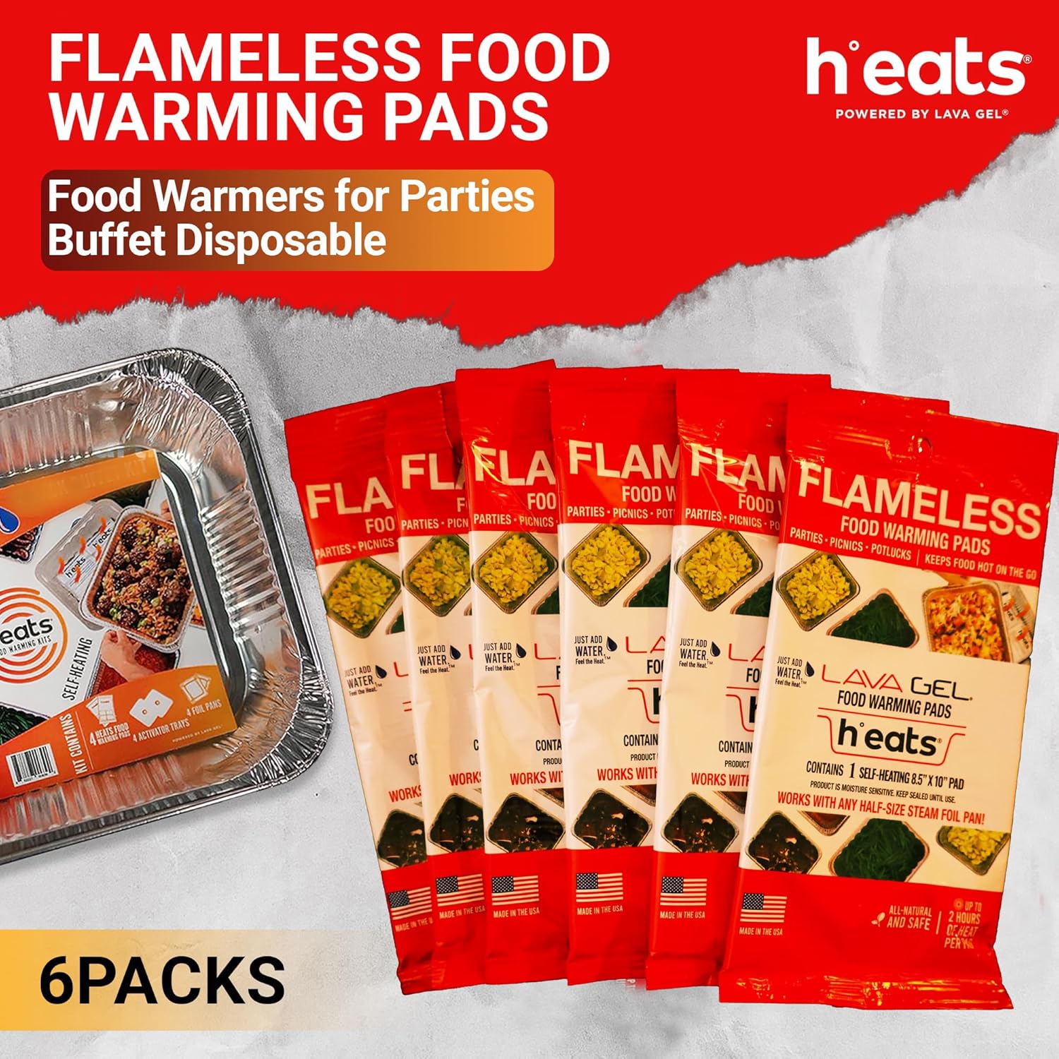 Flameless Food Warming Pads 6 Pack - Safe Efficient Catering Solution