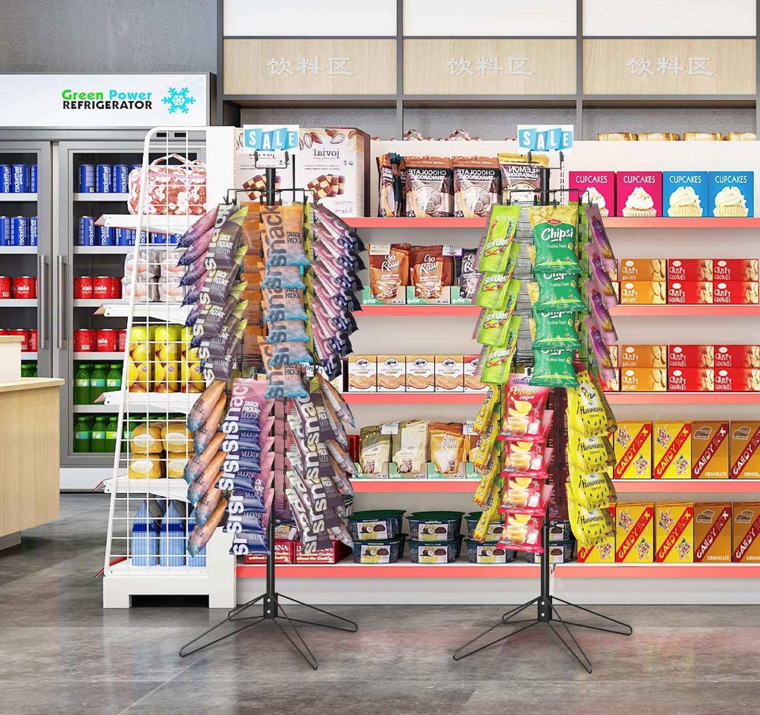 Lesolar Rotating Snack Display Stand with Sign Holder
