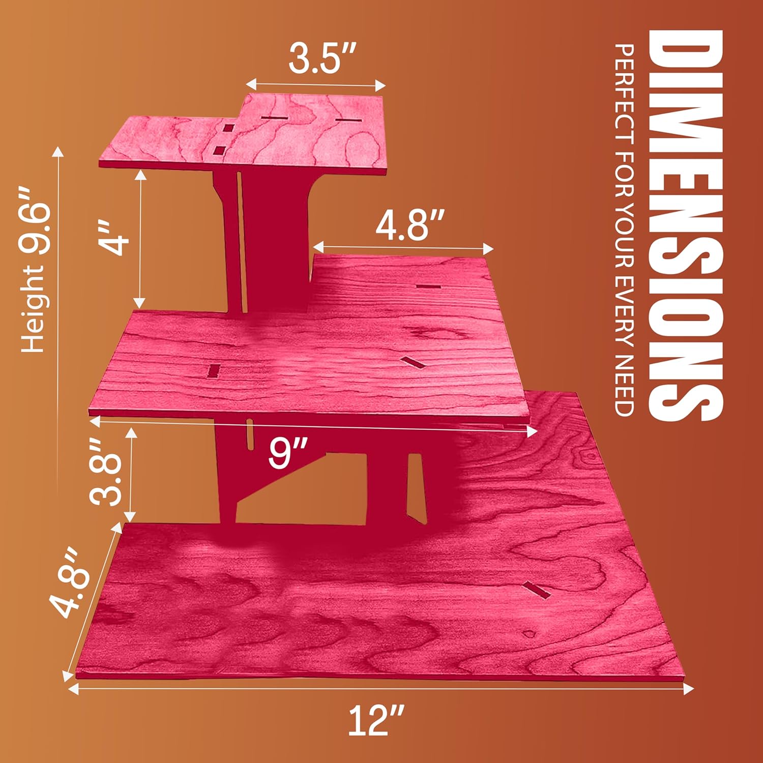 3-Tier Corner Retail Table Display Stand with Shelves Pink