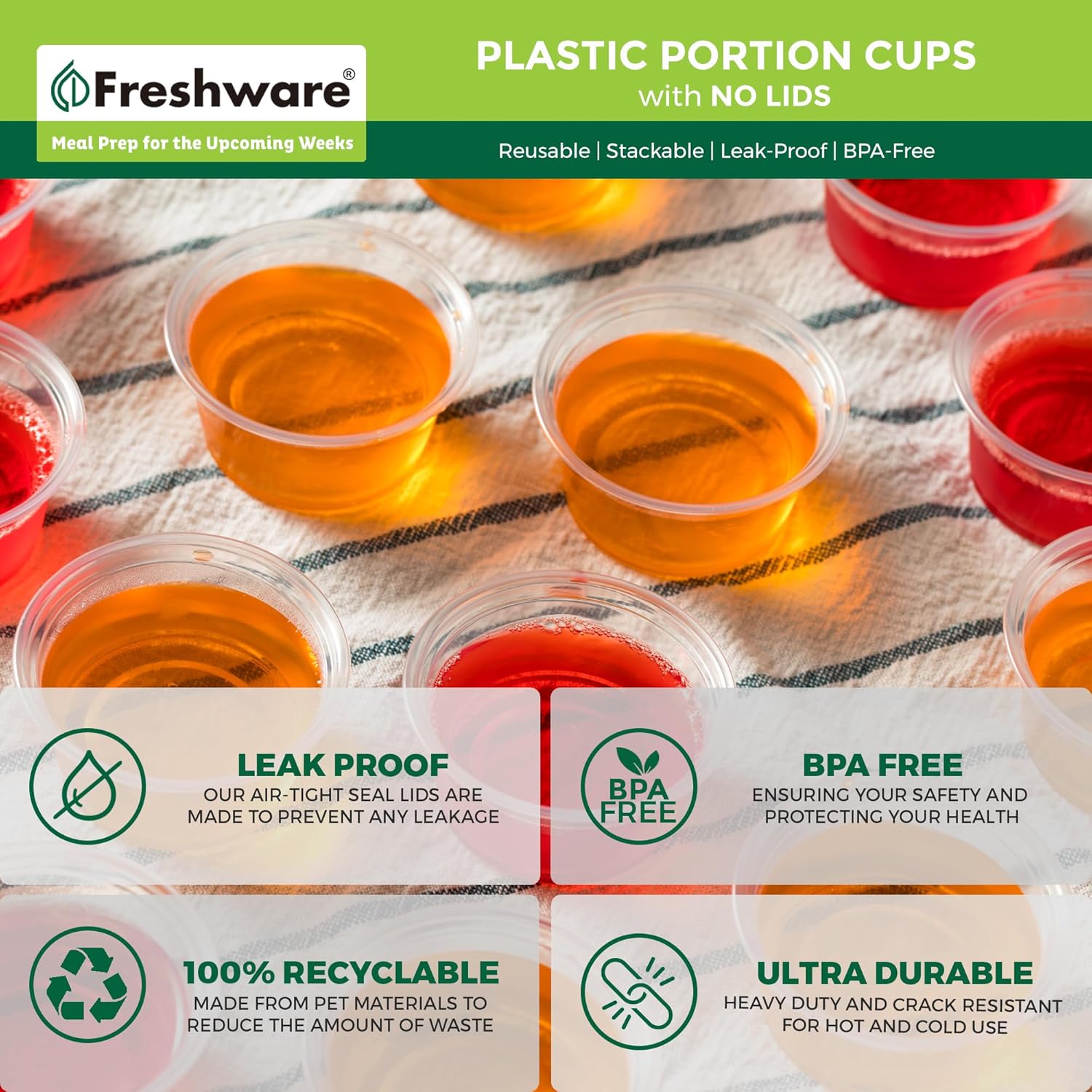 Freshware 2 Ounce Plastic Cups No Lids 250 Pack