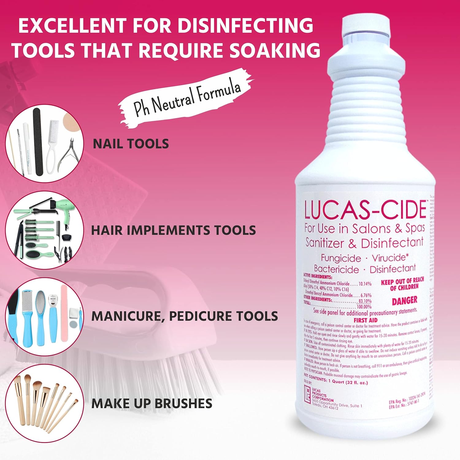LUCAS-CIDE Salon and Spa Disinfectant 32 Fl Oz