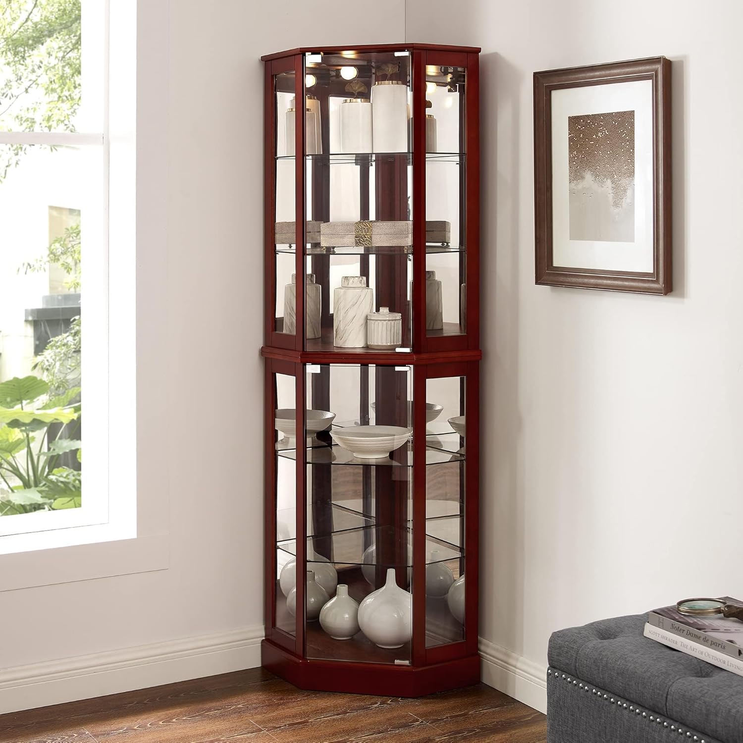 6 Shelf Corner Curio Display Cabinet with Lights