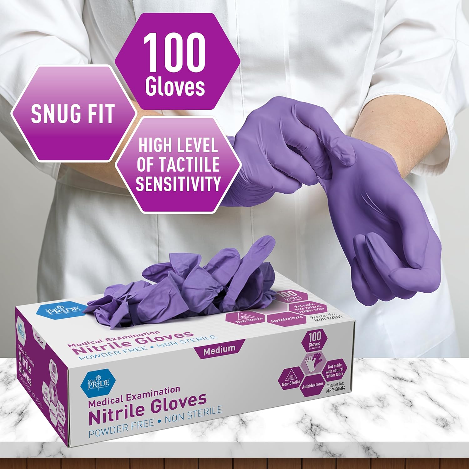 MedPride Powder-Free Nitrile Exam Gloves Medium Case 1000