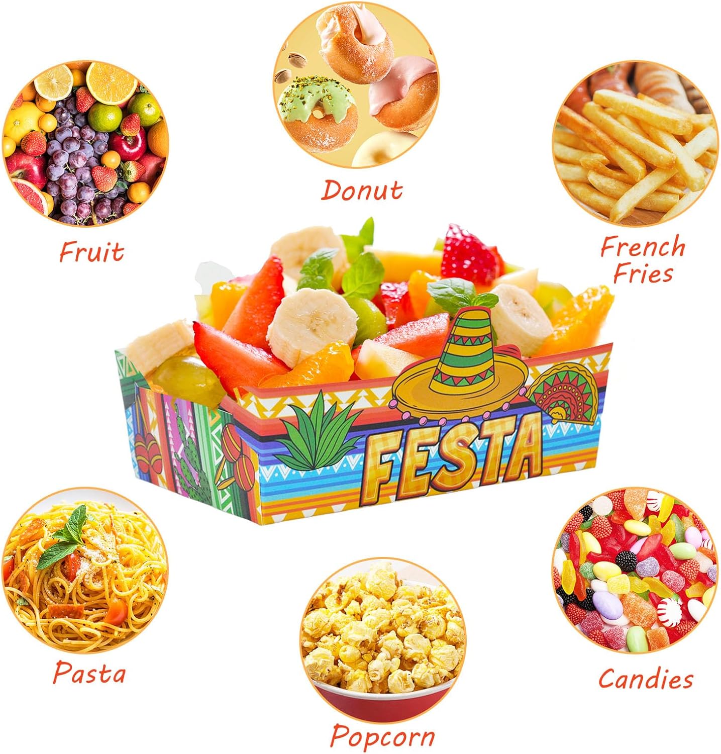 24 Pcs Mexican Theme Disposable Food Trays for Snacks and Parties