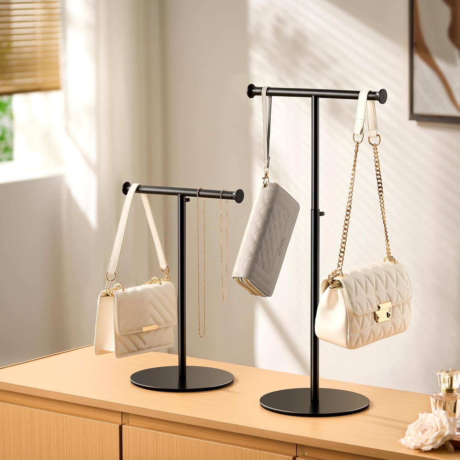 niffgaff 2 Pack T Bar Purse Display Stand Black