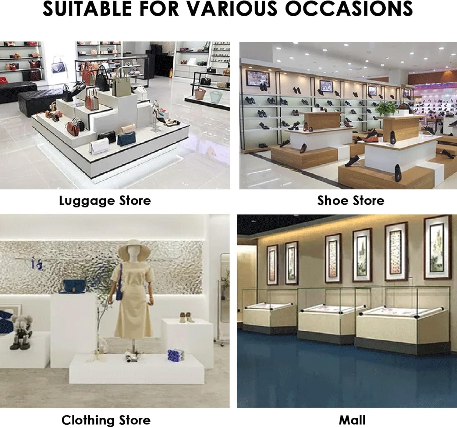 Square Display Pedestal Stand 440 Lbs Load White 30x30x10cm