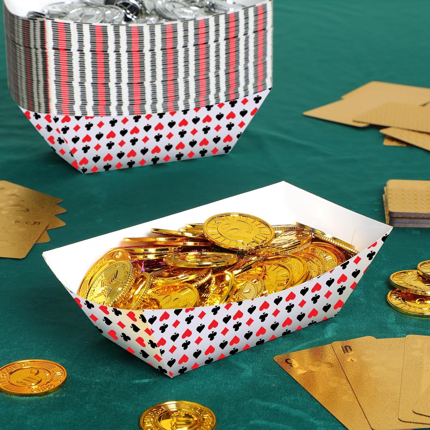 100pcs Casino Theme Paper Food Trays for Parties