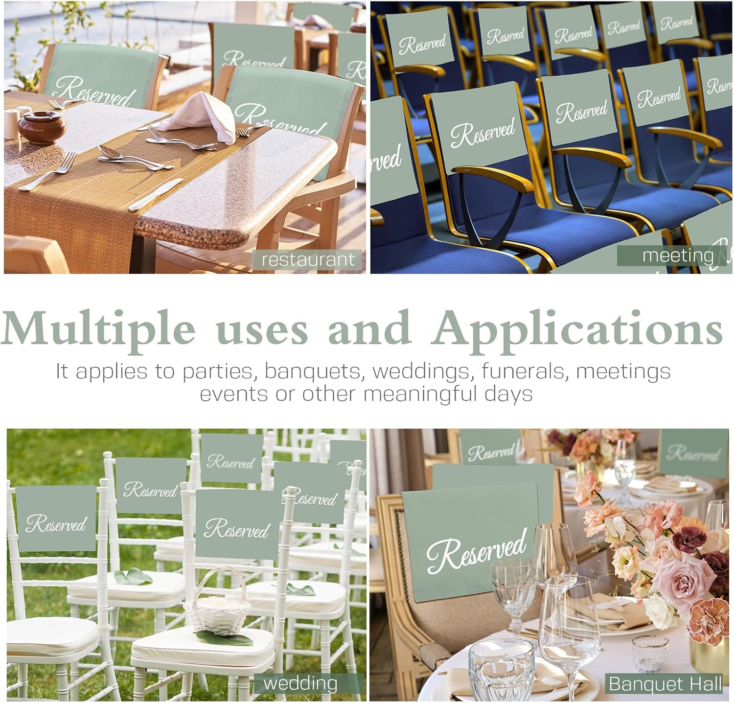 CHENGU 20 Pack Reserved Seating Signs 1181 x 1772 Inches Sage Green