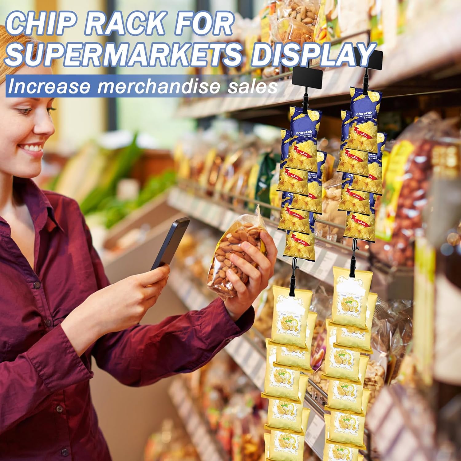 Hanging Merchandise Strips with Hooks 4Pcs Black