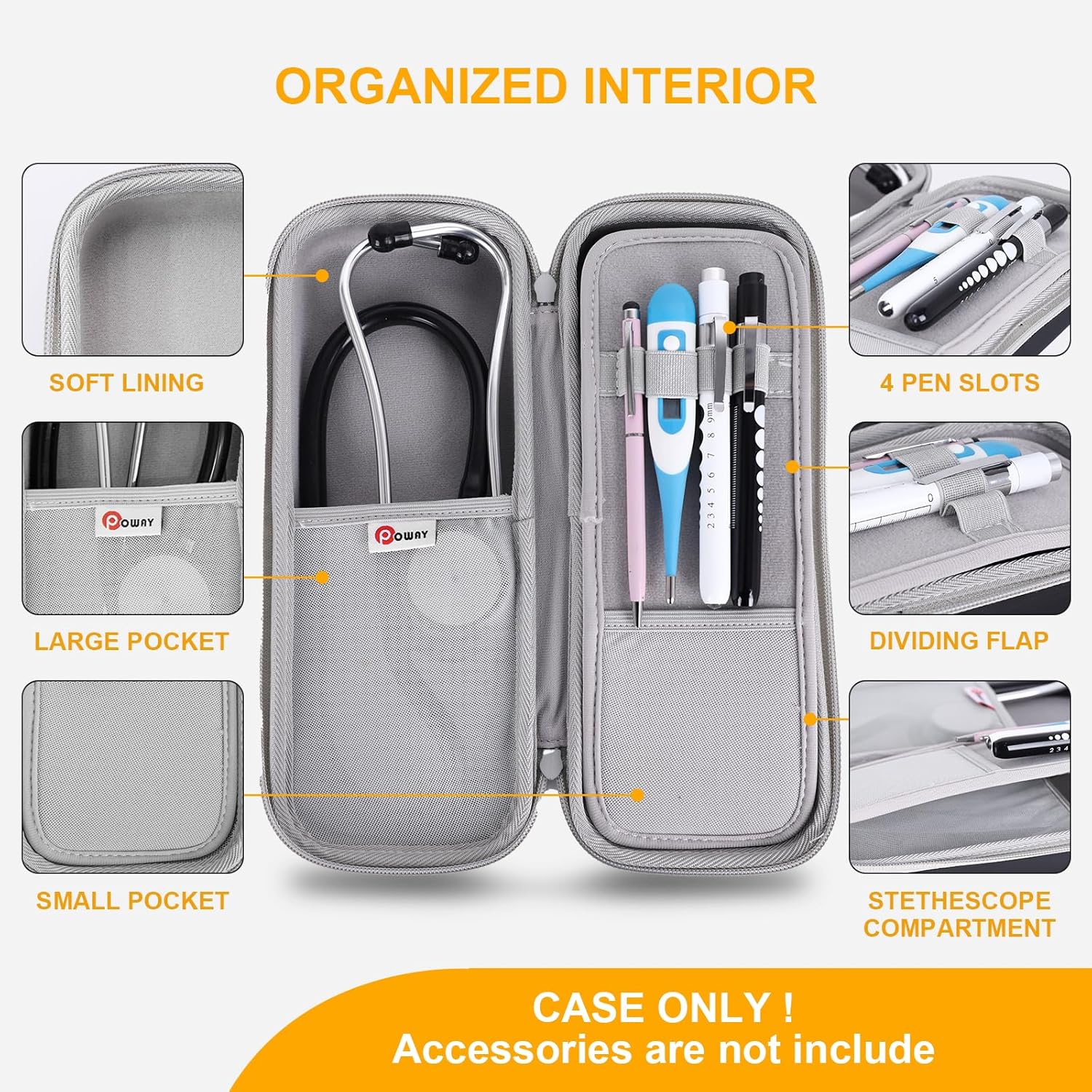 Opoway Stethoscope Carrying Case PU Black