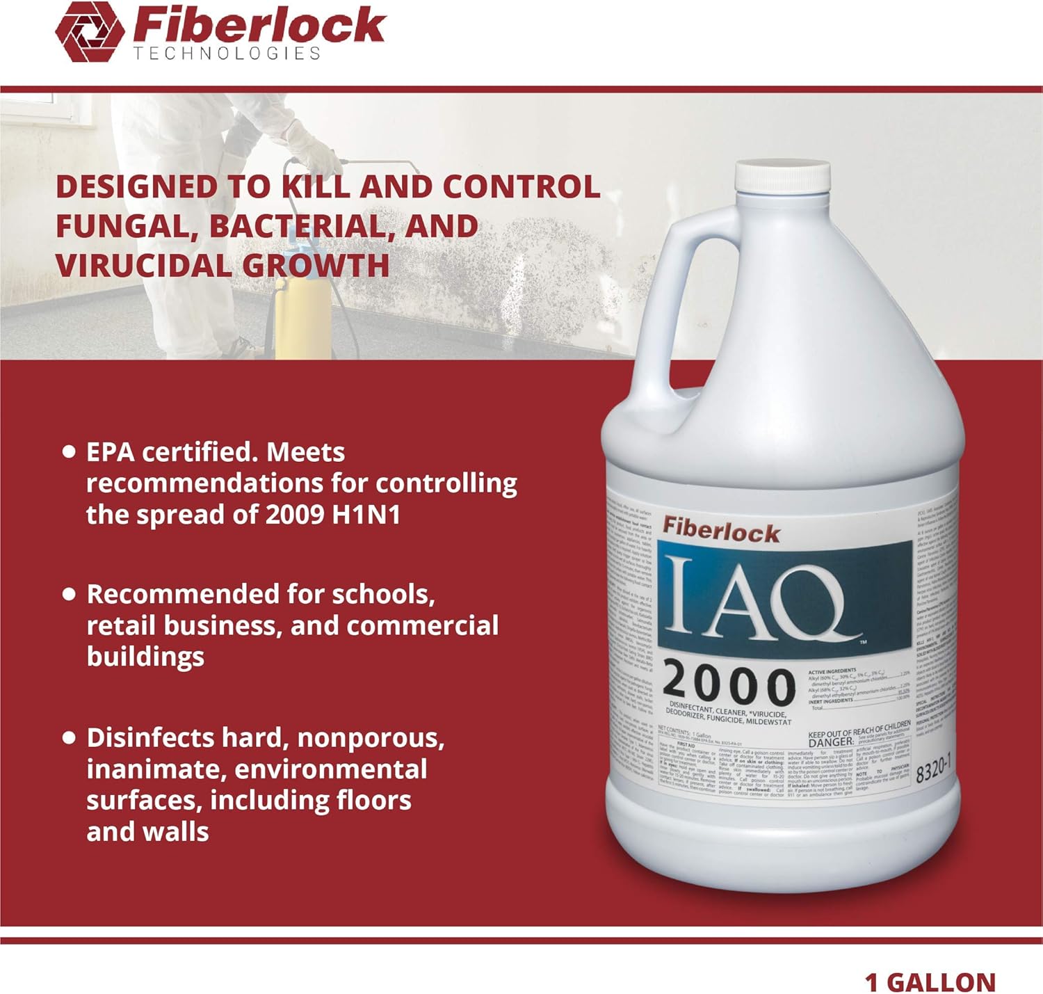 Fiberlock IAQ 2000 Disinfectant Fungicide Cleaner Concentrate 1 Gallon