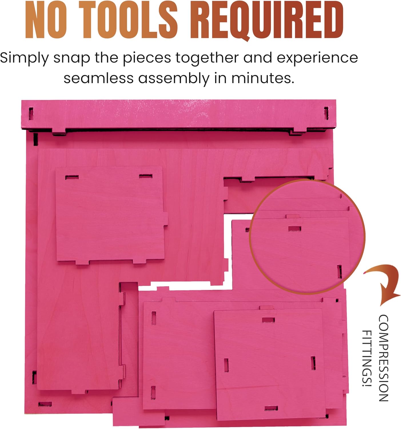 Torched Displays 3-Tier Wooden Display Stand Pink Corner
