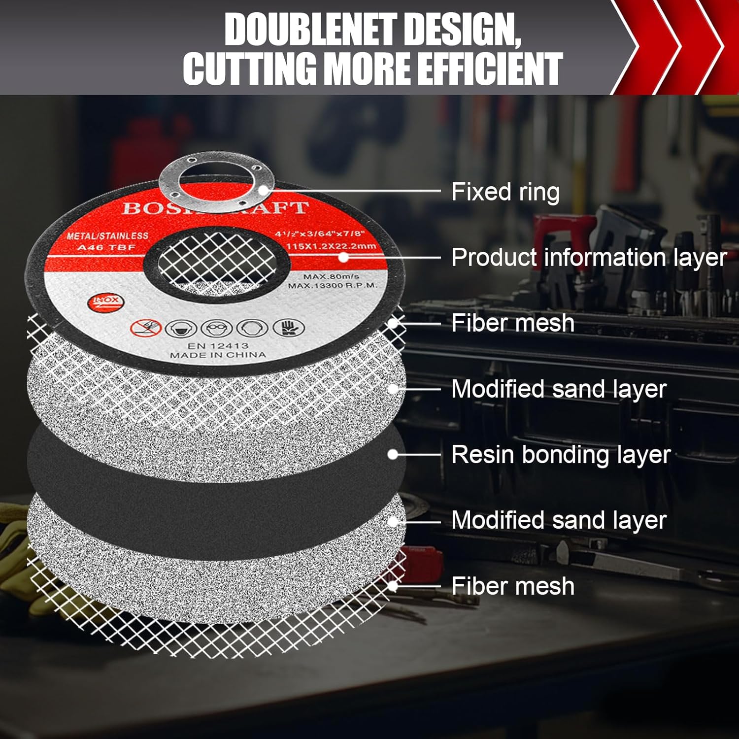 BOSHCRAFT Cut Off Wheels 25 Pack 4-12 Inch