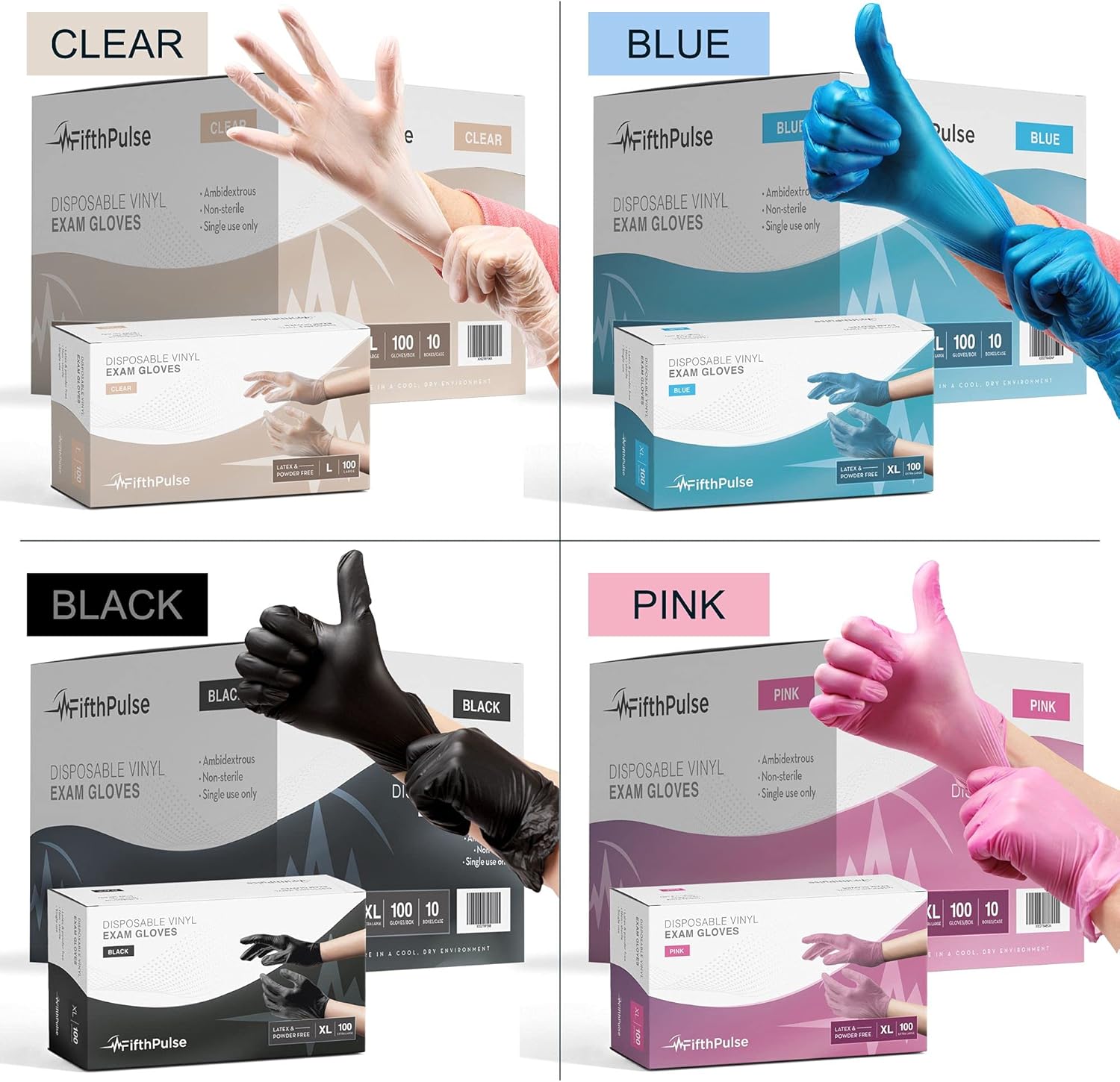 FifthPulse Pink Vinyl Disposable Gloves 100 Pack