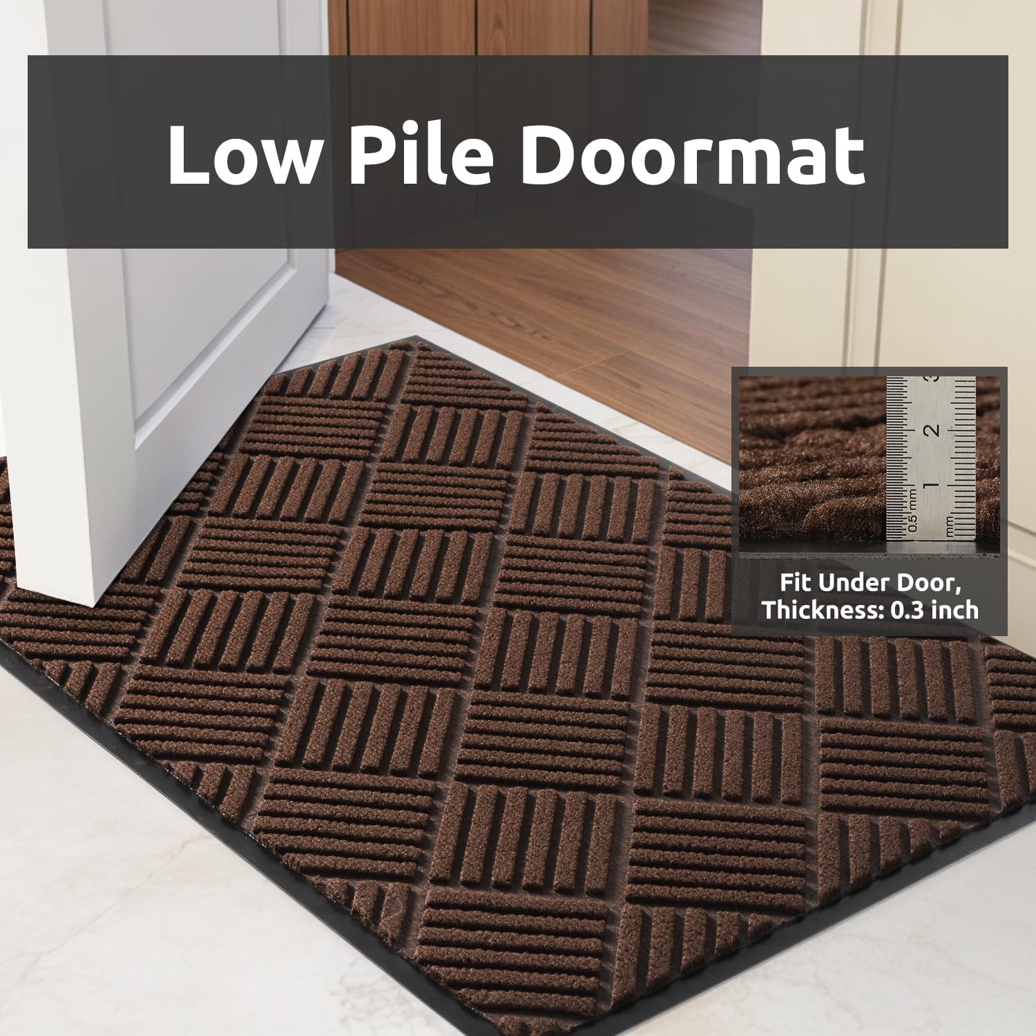 COCOER Heavy Duty Entryway Floor Mat 3 X 5 Brown
