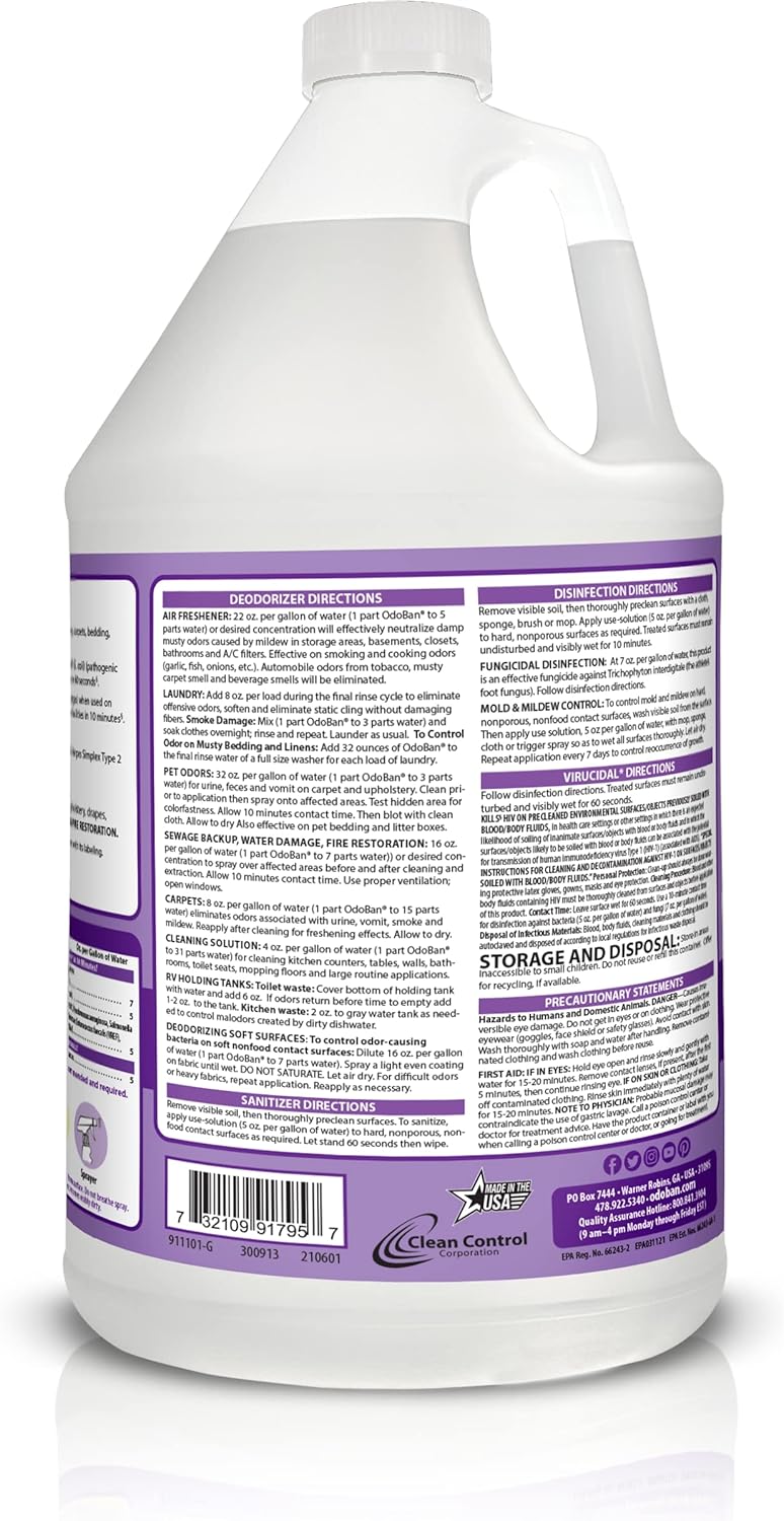 OdoBan Disinfectant Concentrate with Lavender Scent 4 Gallons