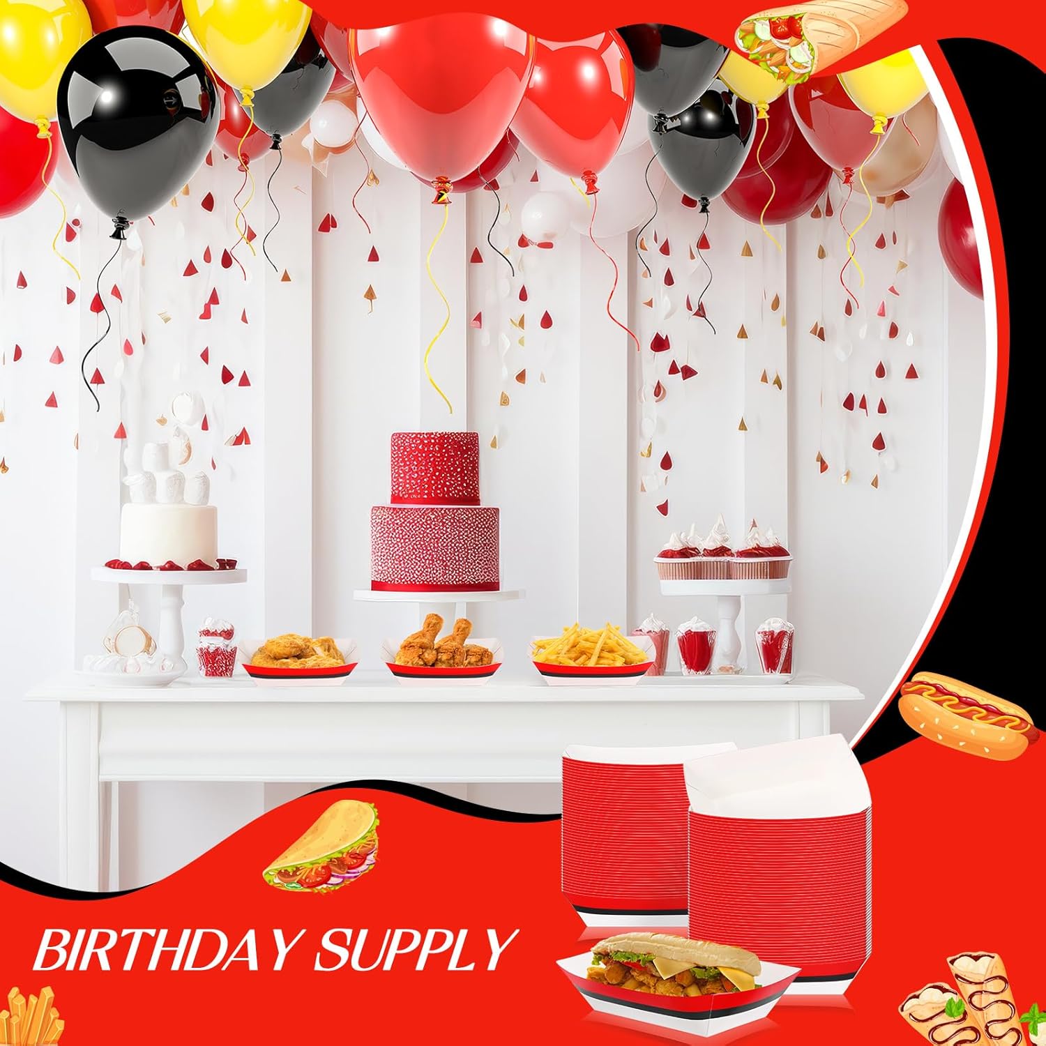 Baderke 100 Pcs Disposable Food Trays for Parties