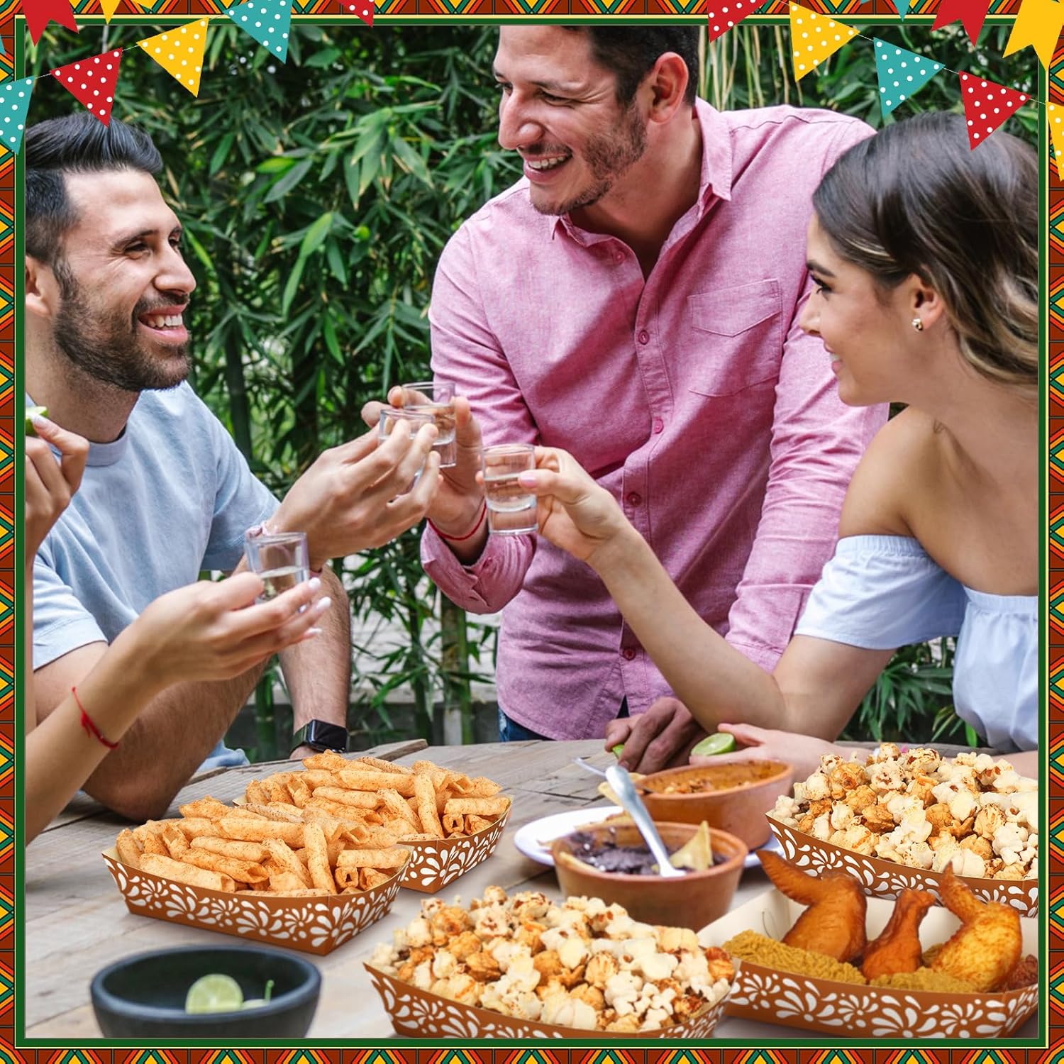 Zhehao 100 Pcs Mexican Nacho Snack Trays for Cinco de Mayo Parties