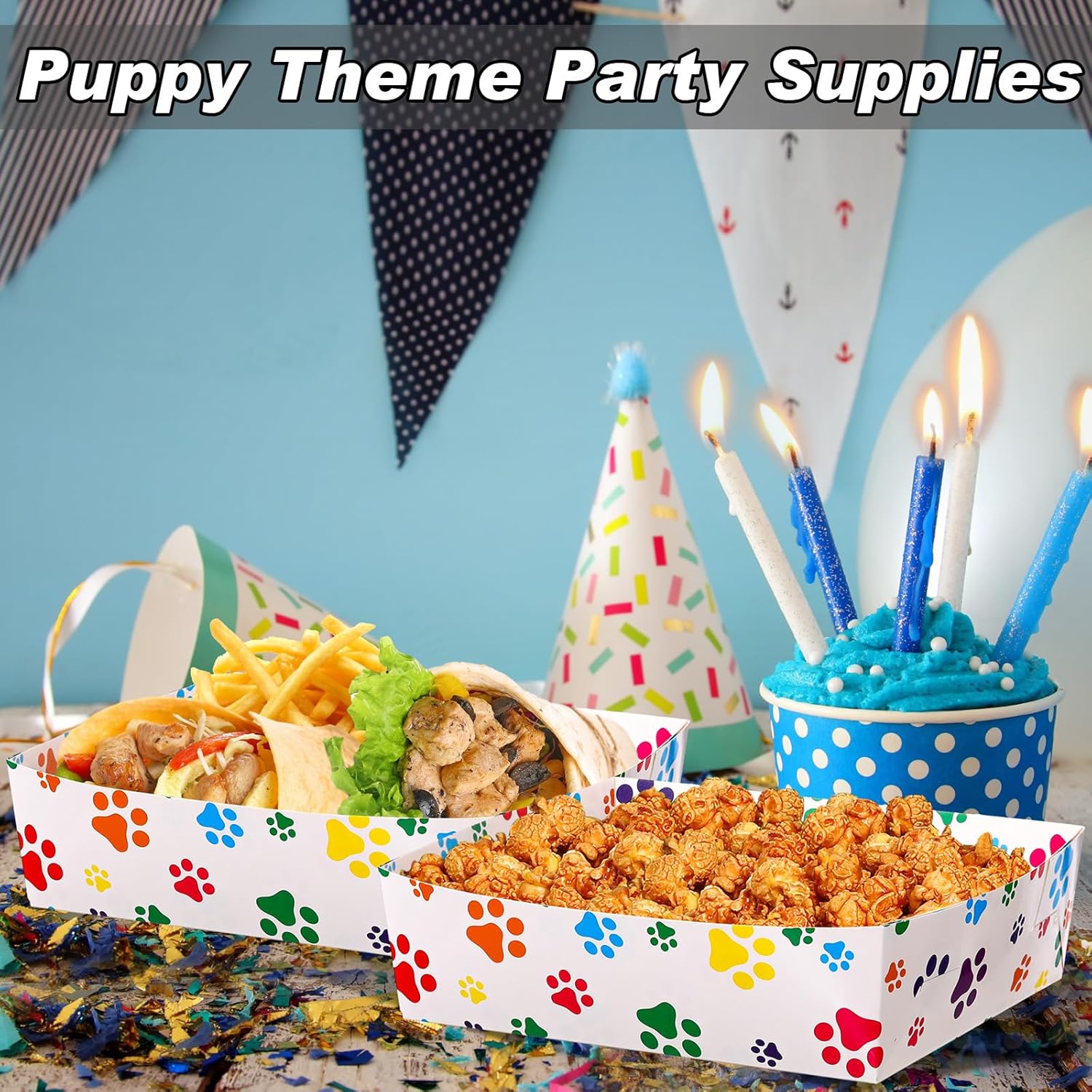 Mifoci 48 Pcs Dog Paw Party Food Trays 5 lb Large
