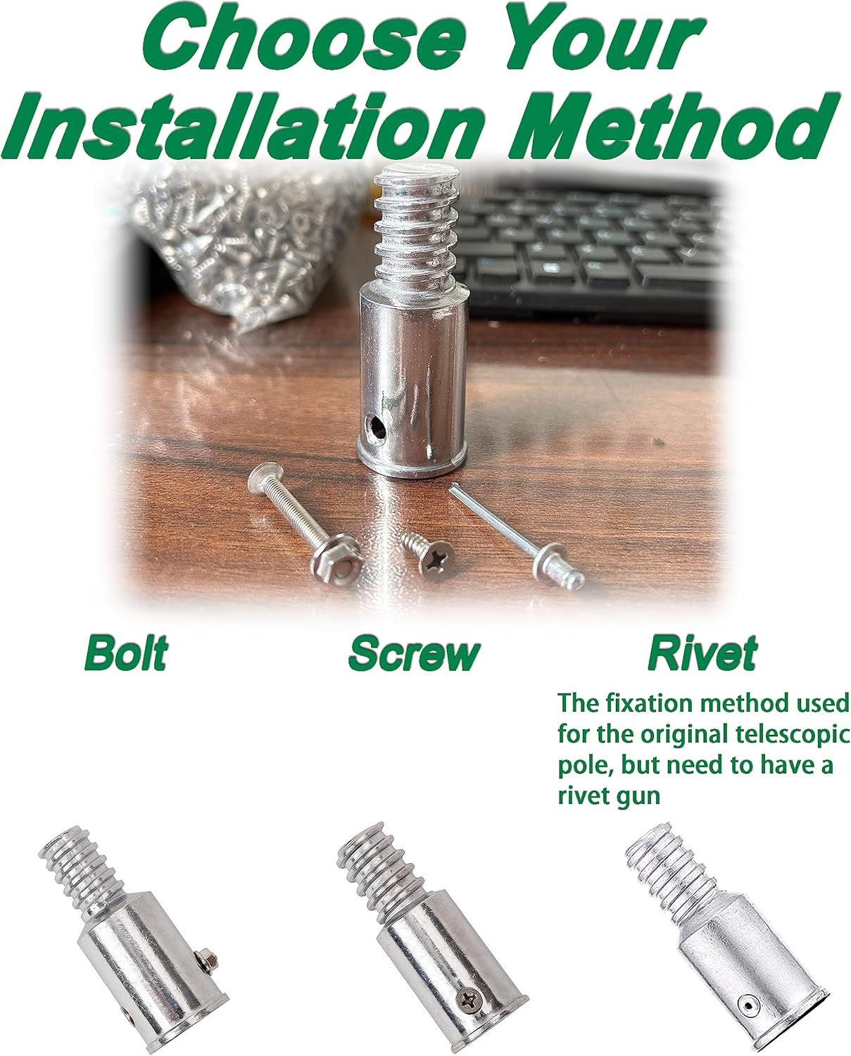 2-Pack 1 Inch Threaded Tips for Broom Handle Repair