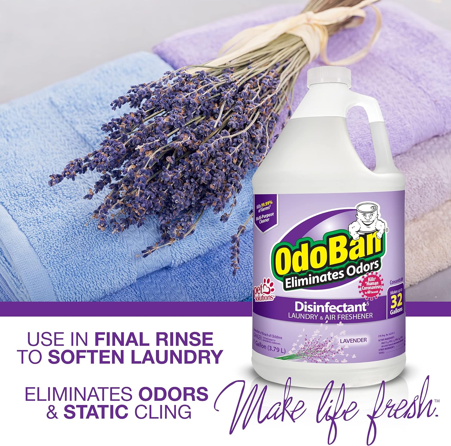 OdoBan Disinfectant Concentrate with Lavender Scent 4 Gallons