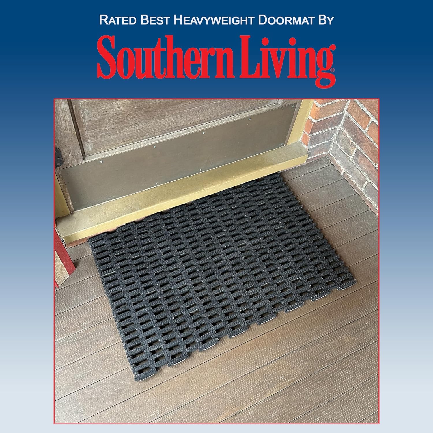 Durable Durite Recycled Tire-Link Outdoor Mat 20x30 Black