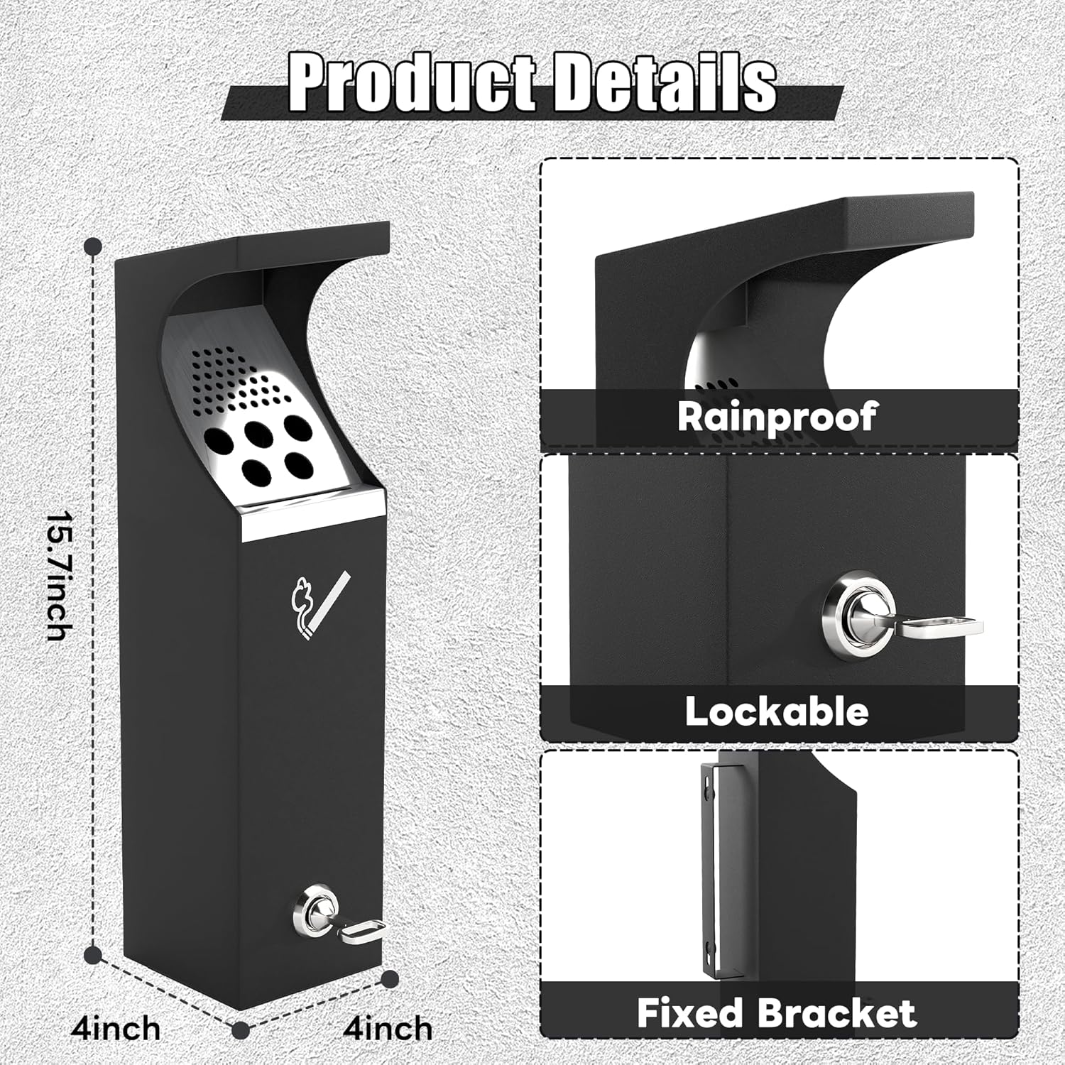 Lukar Commercial Wall Mounted Trash Can with Lock