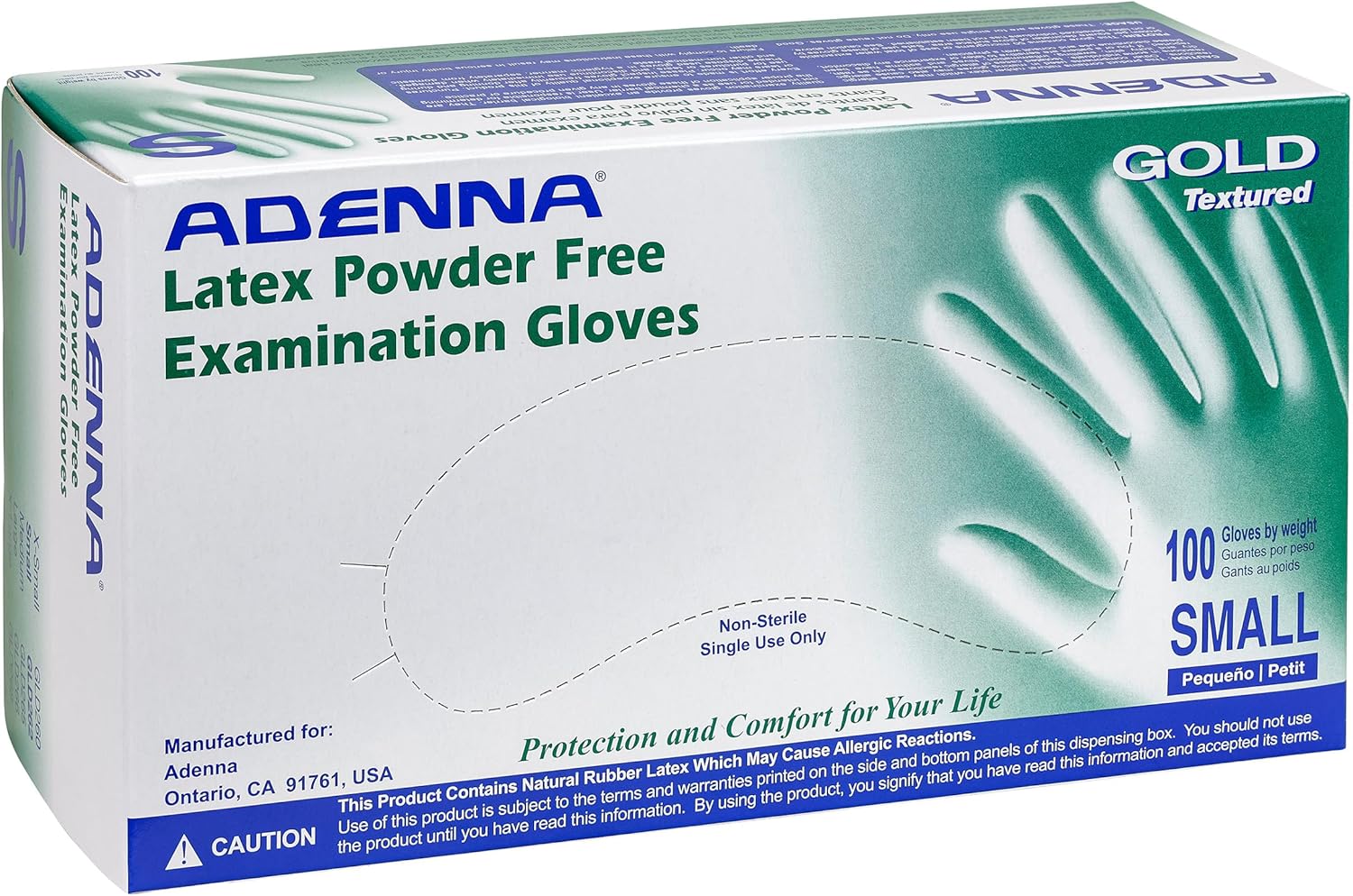 Adenna Gold 6 Mil Powder-Free Latex Gloves Box of 100