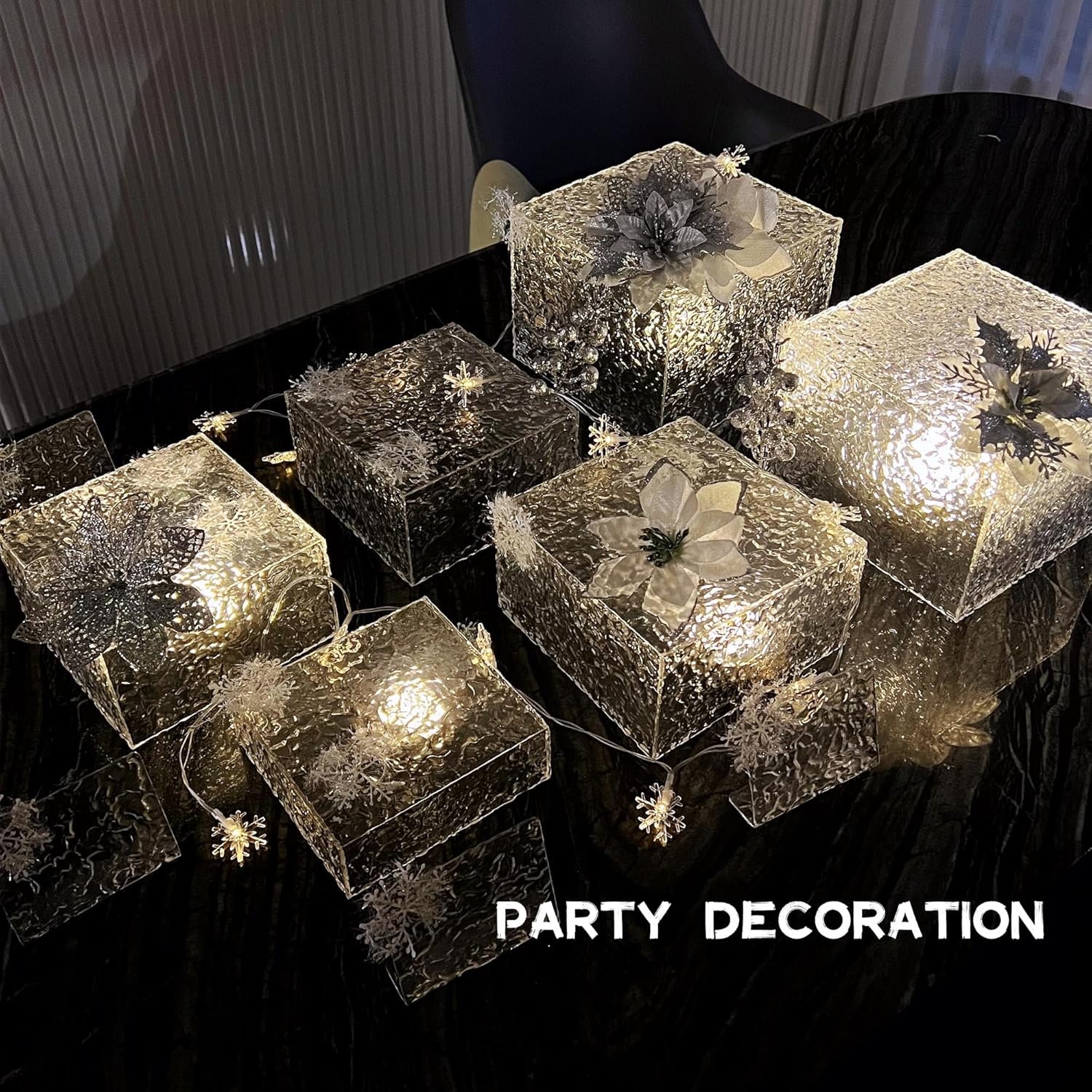 4PCS Acrylic Buffet Risers with Mini Signs Display Stand