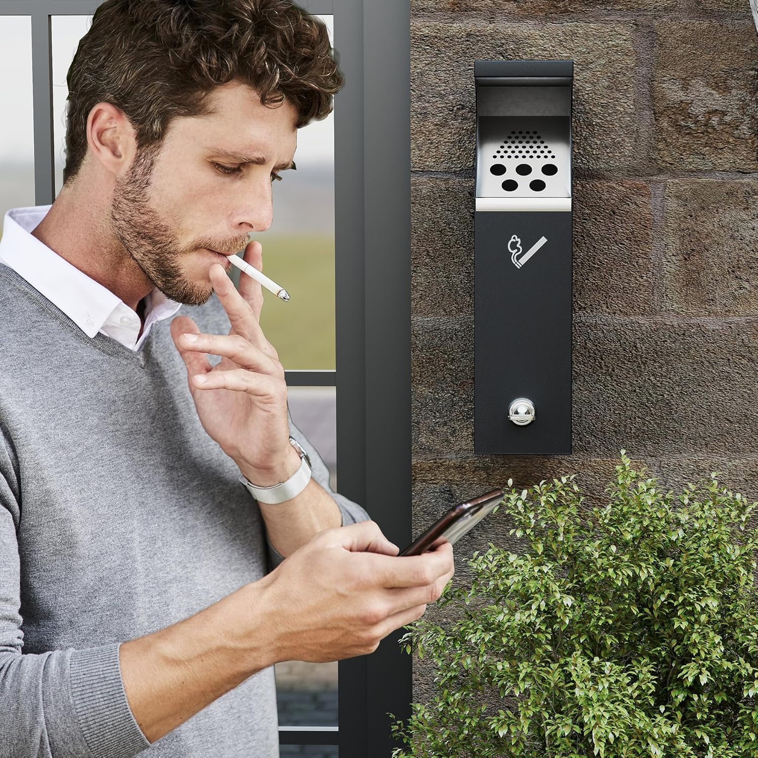 Lukar Commercial Wall Mounted Trash Can with Lock