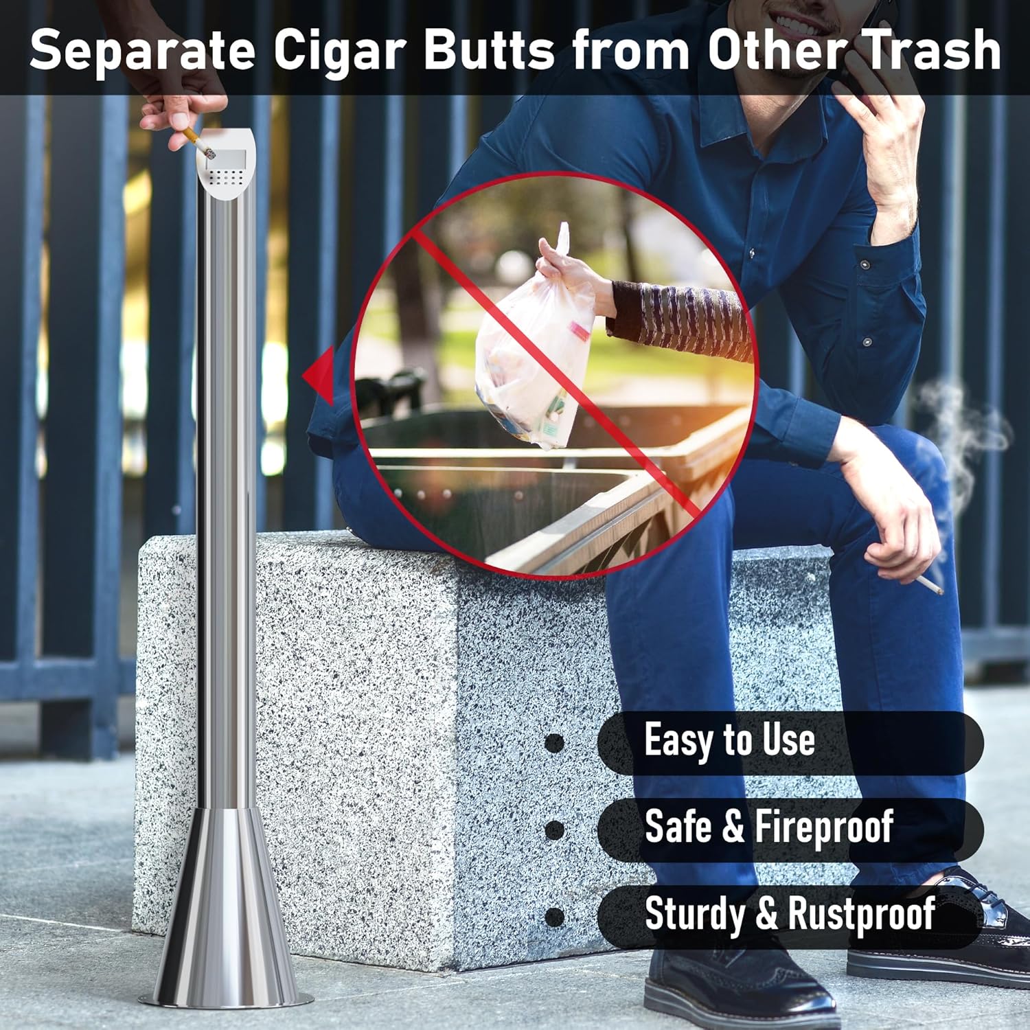 AIWFL Stainless Steel Lockable Trash Can for Outdoor Use